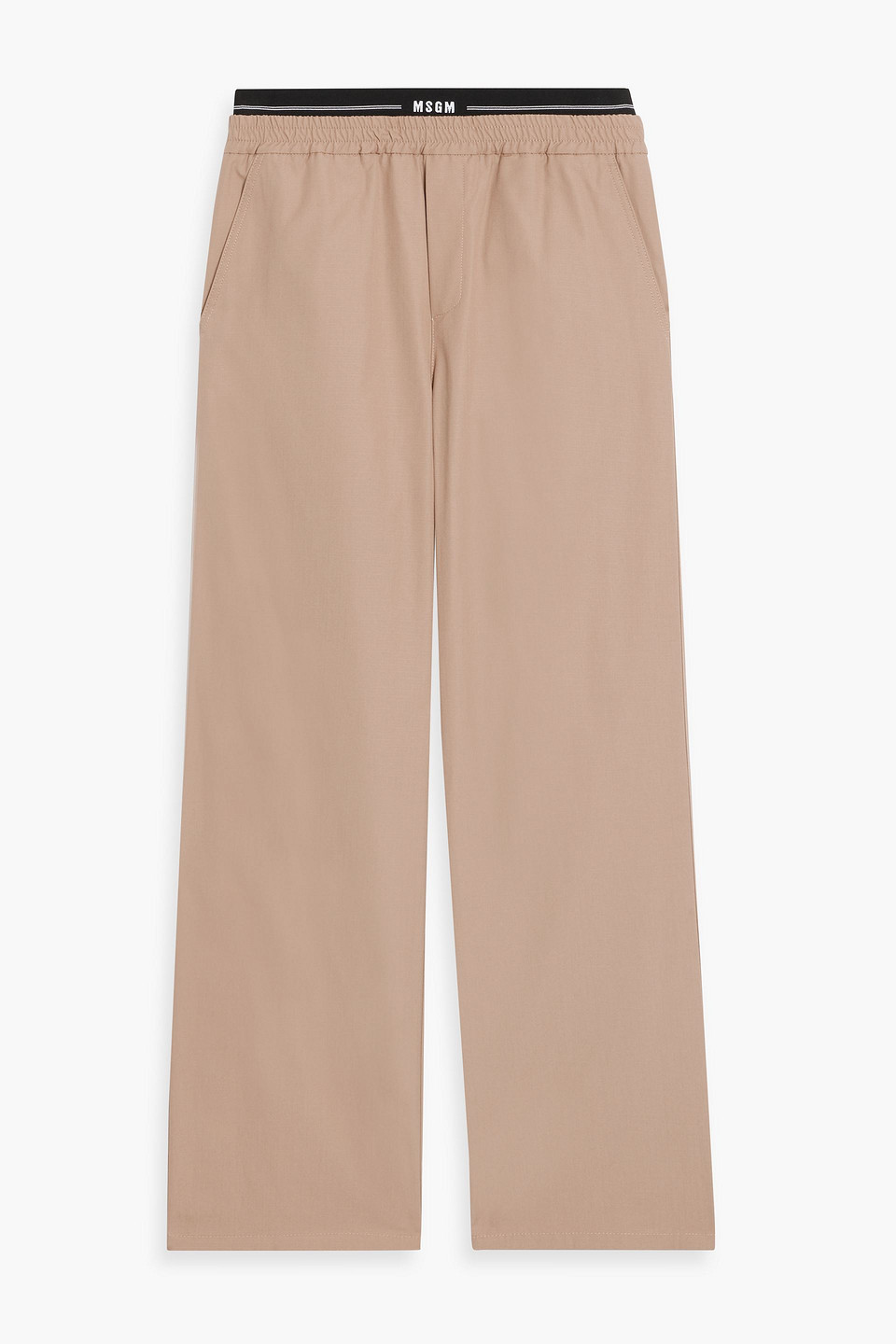 Msgm Cotton-ripstop Pants In Sand