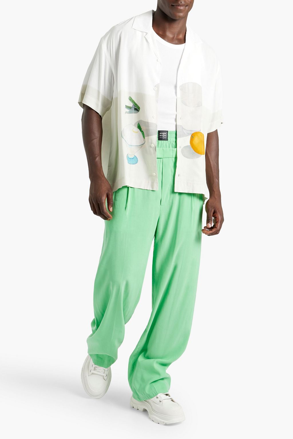 MSGM بنطال برباط شدّ محبوك بطبقات