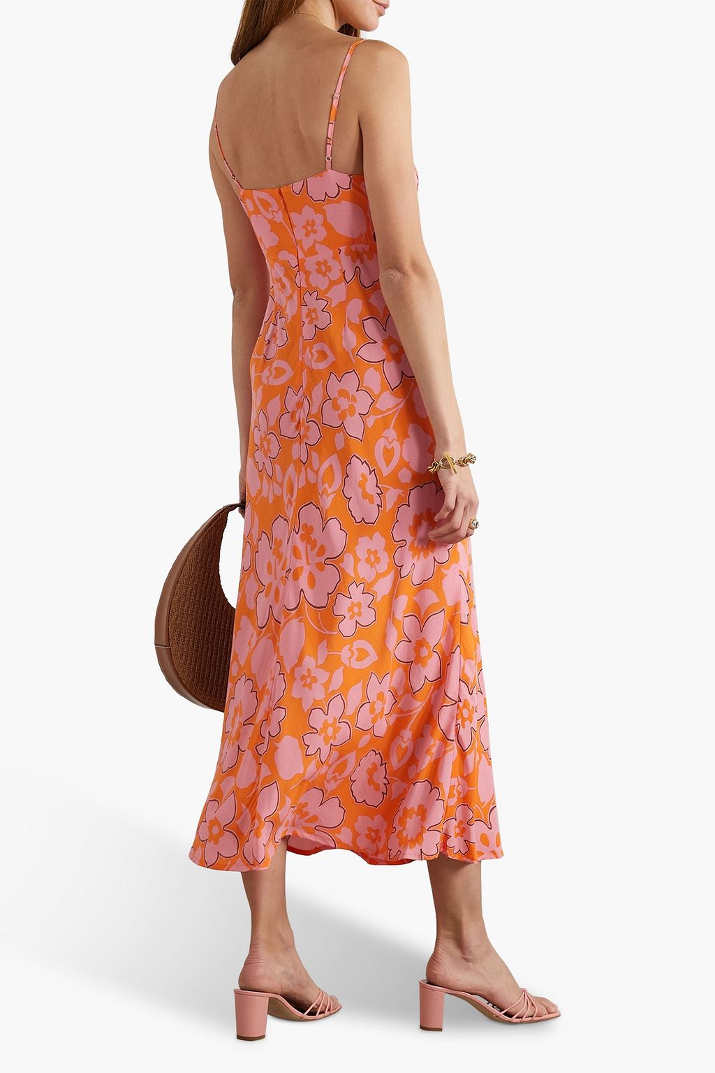 FAITHFULL Shayna ruched floral-print crepe de chine midi dress
