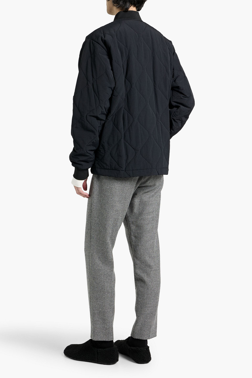 Msgm Quilted Shell Bomber Jacket In Black