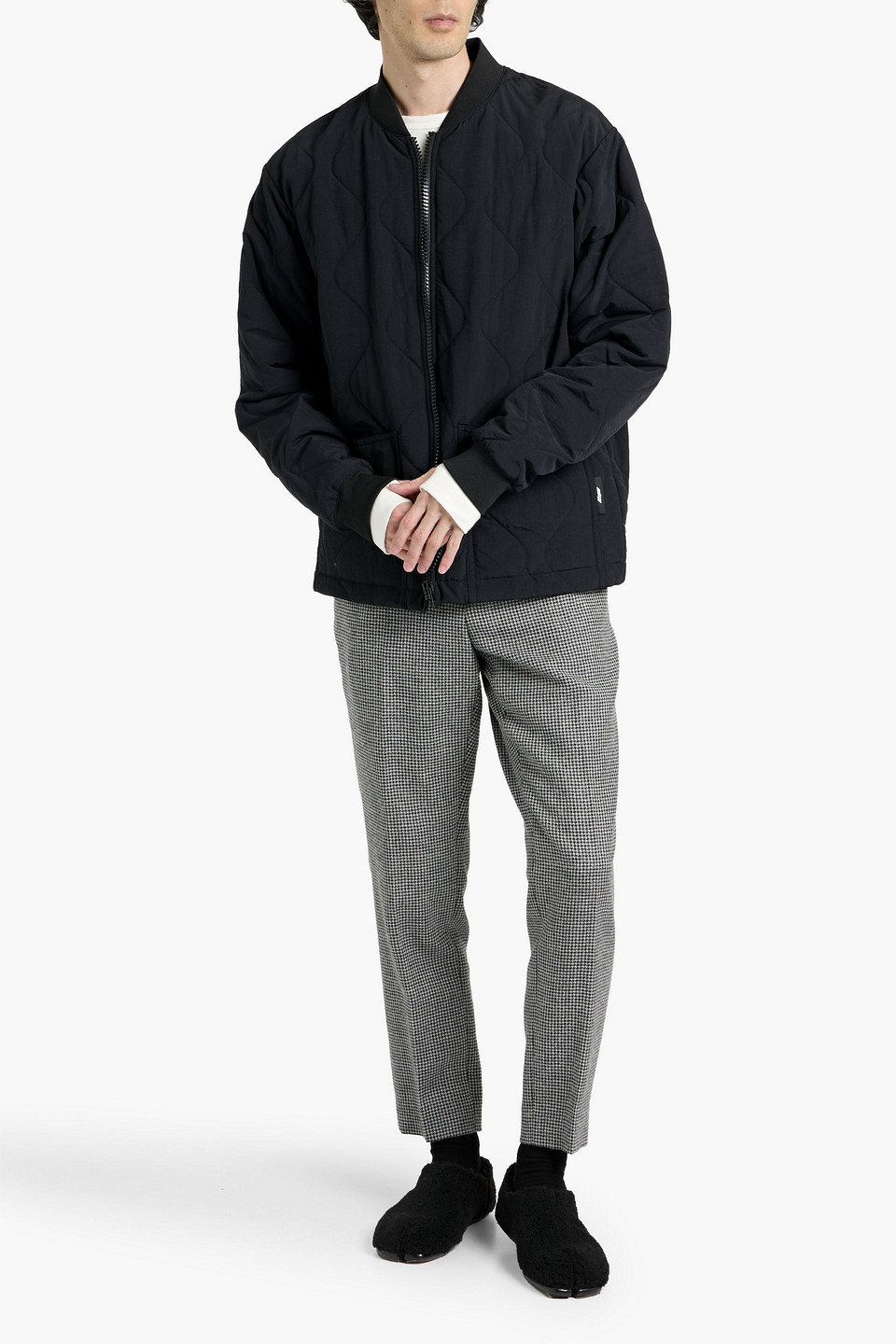 Msgm Quilted Shell Bomber Jacket In Black