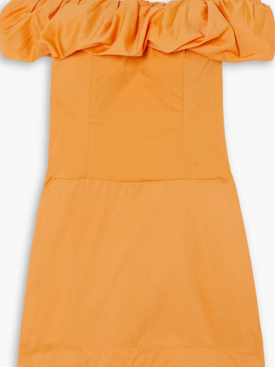 madeira off-the-shoulder ruffled cotton-blend poplin mini dress