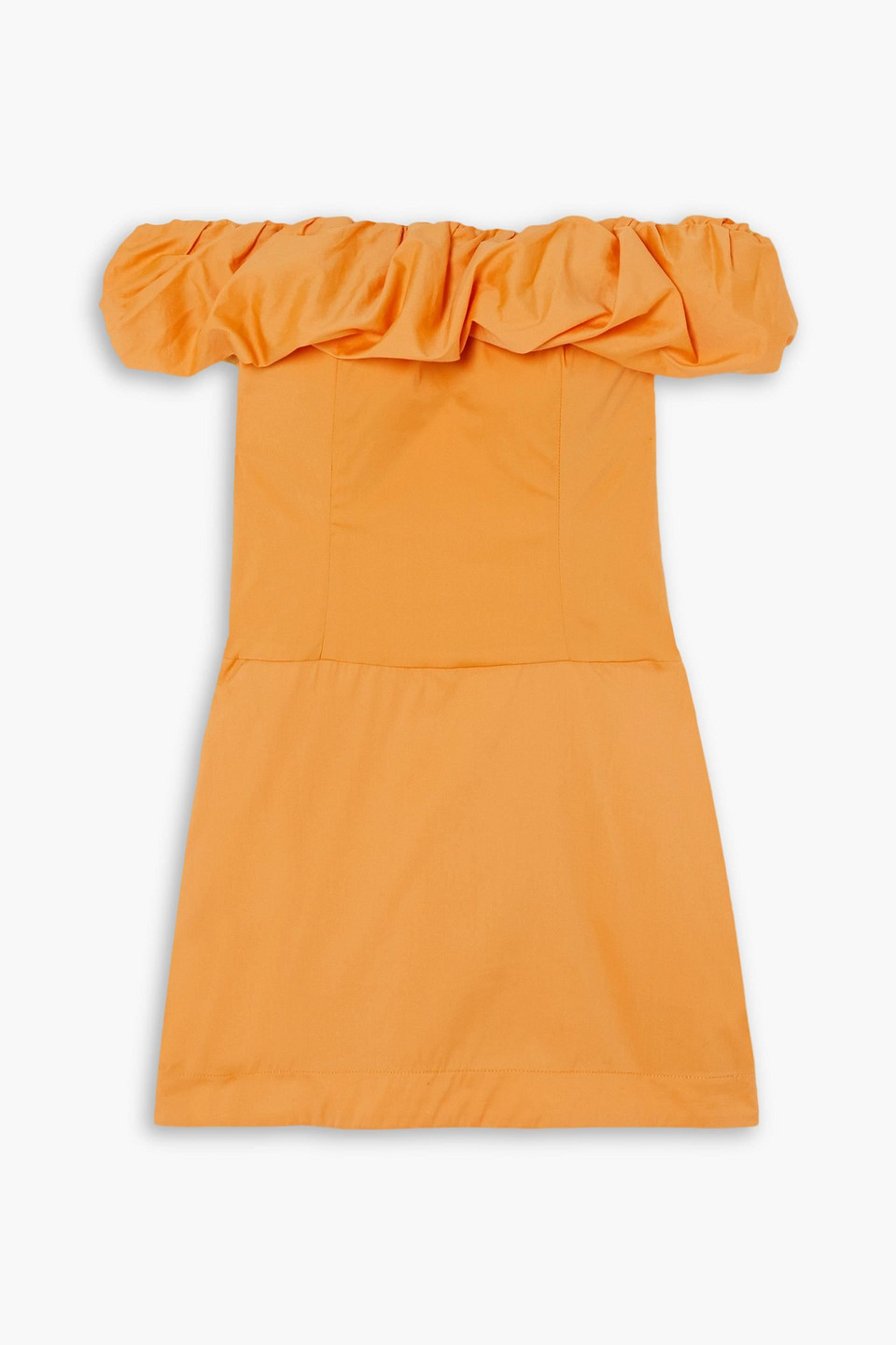 Bondi Born Madeira Off-the-shoulder Ruffled Cotton-blend Poplin Mini Dress In Saffron