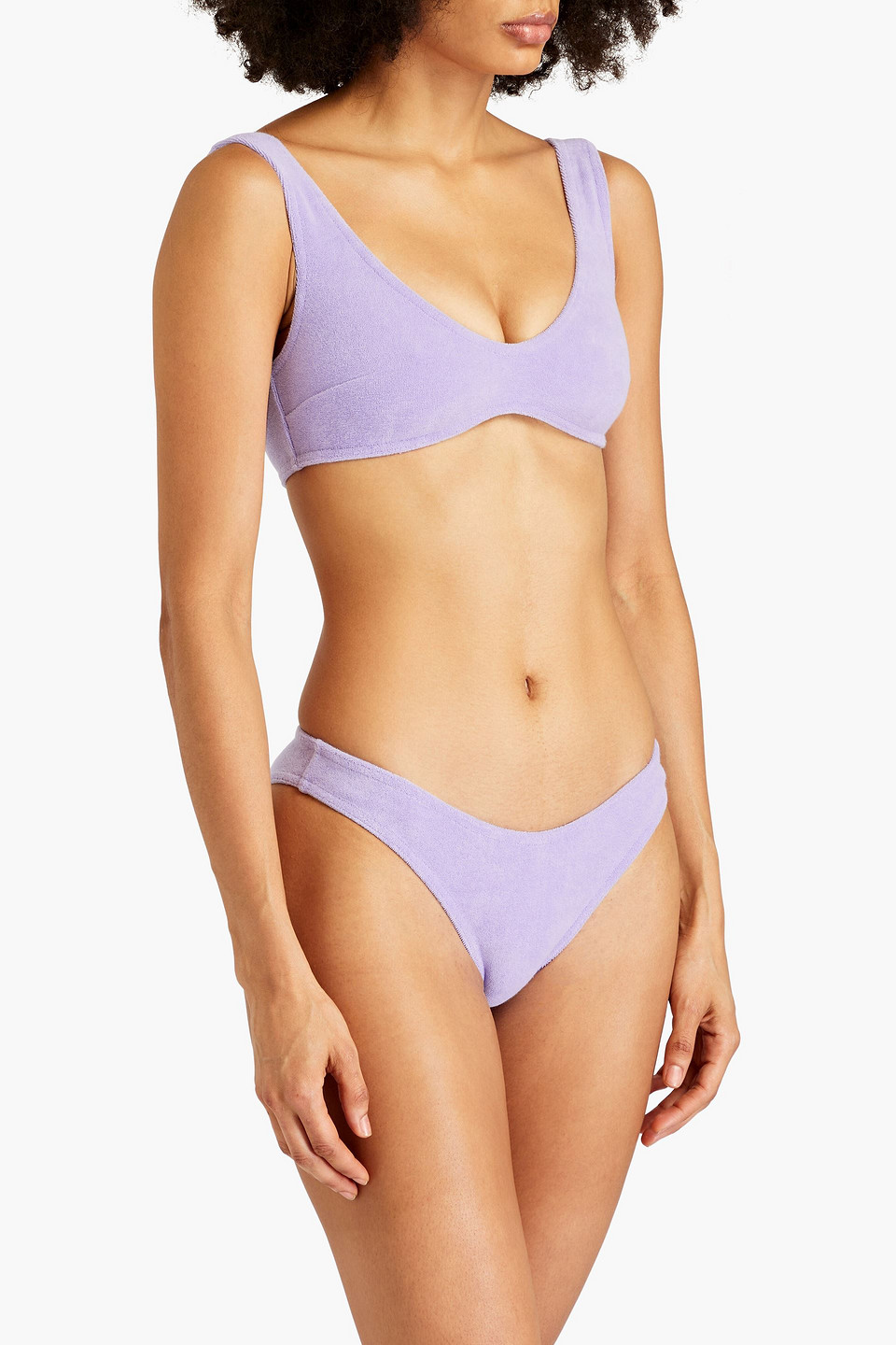 Shop Zimmermann Cotton-blend Terry Bikini In Lavender