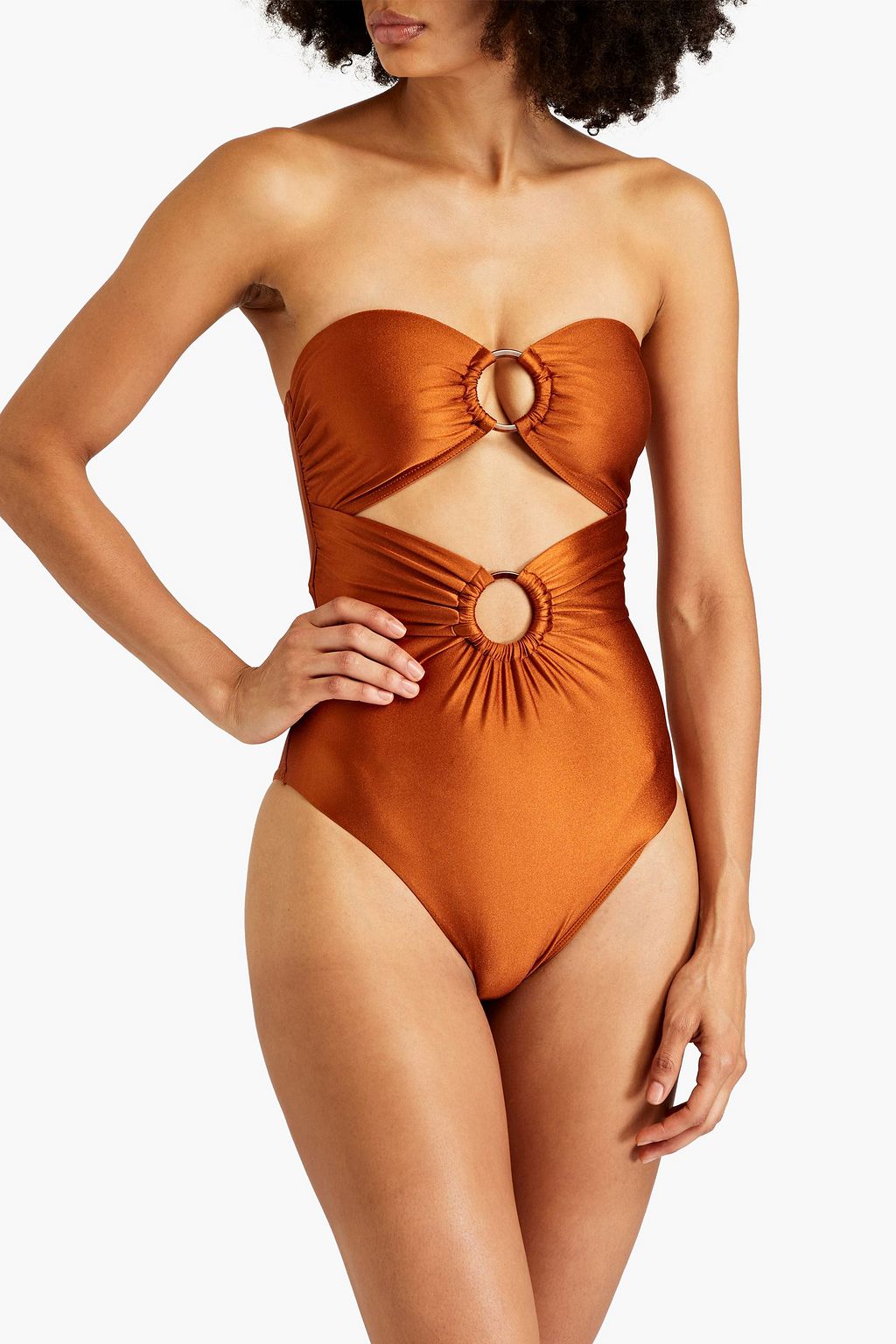 ZIMMERMANN Cutout embellished bandeau swimsuit