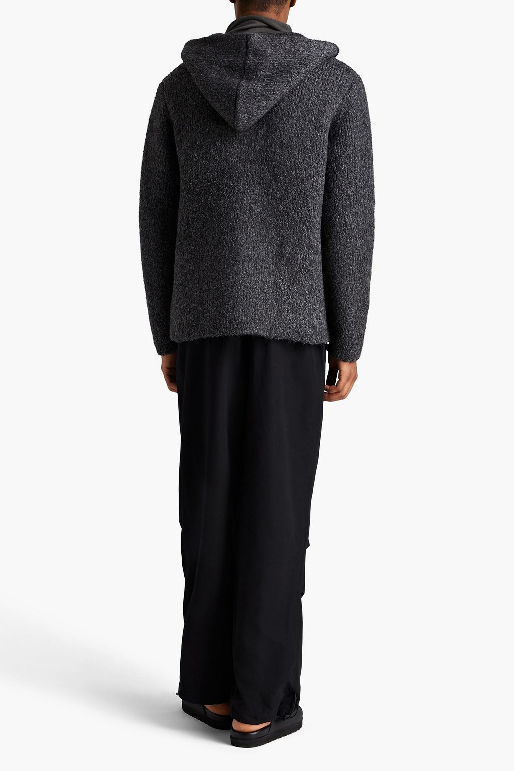 JAMES PERSE Ribbed bouclé-knit zip-up hoodie