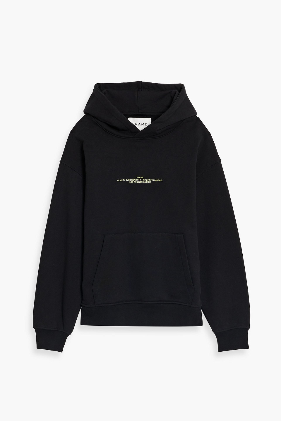 Frame Printed French Cotton-terry Hoodie In Black