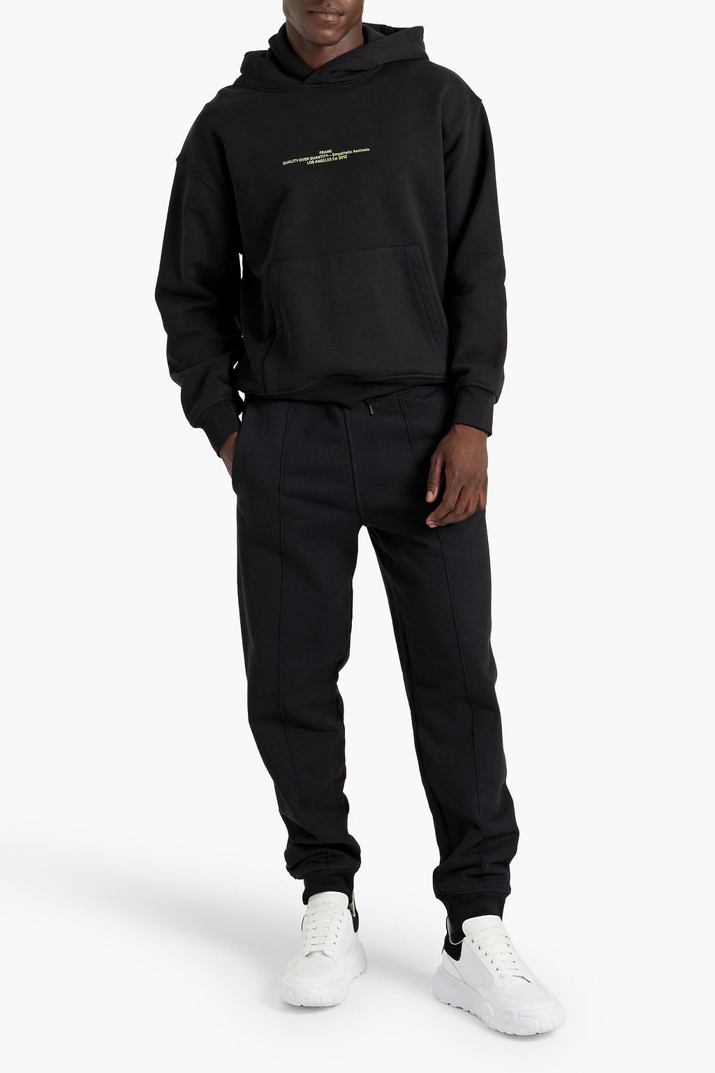 FRAME Printed French cotton-terry hoodie