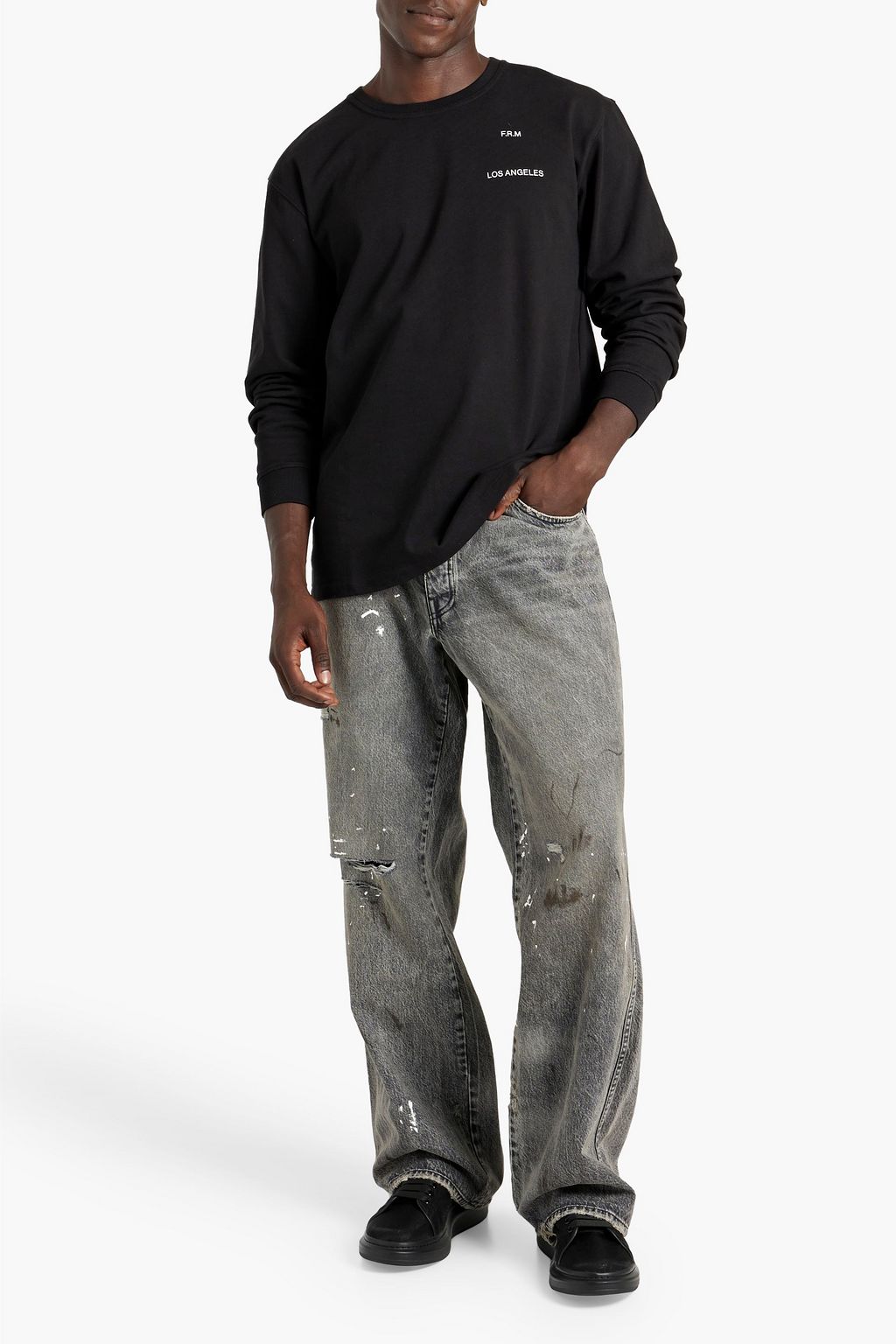 FRAME Distressed painted denim jeans