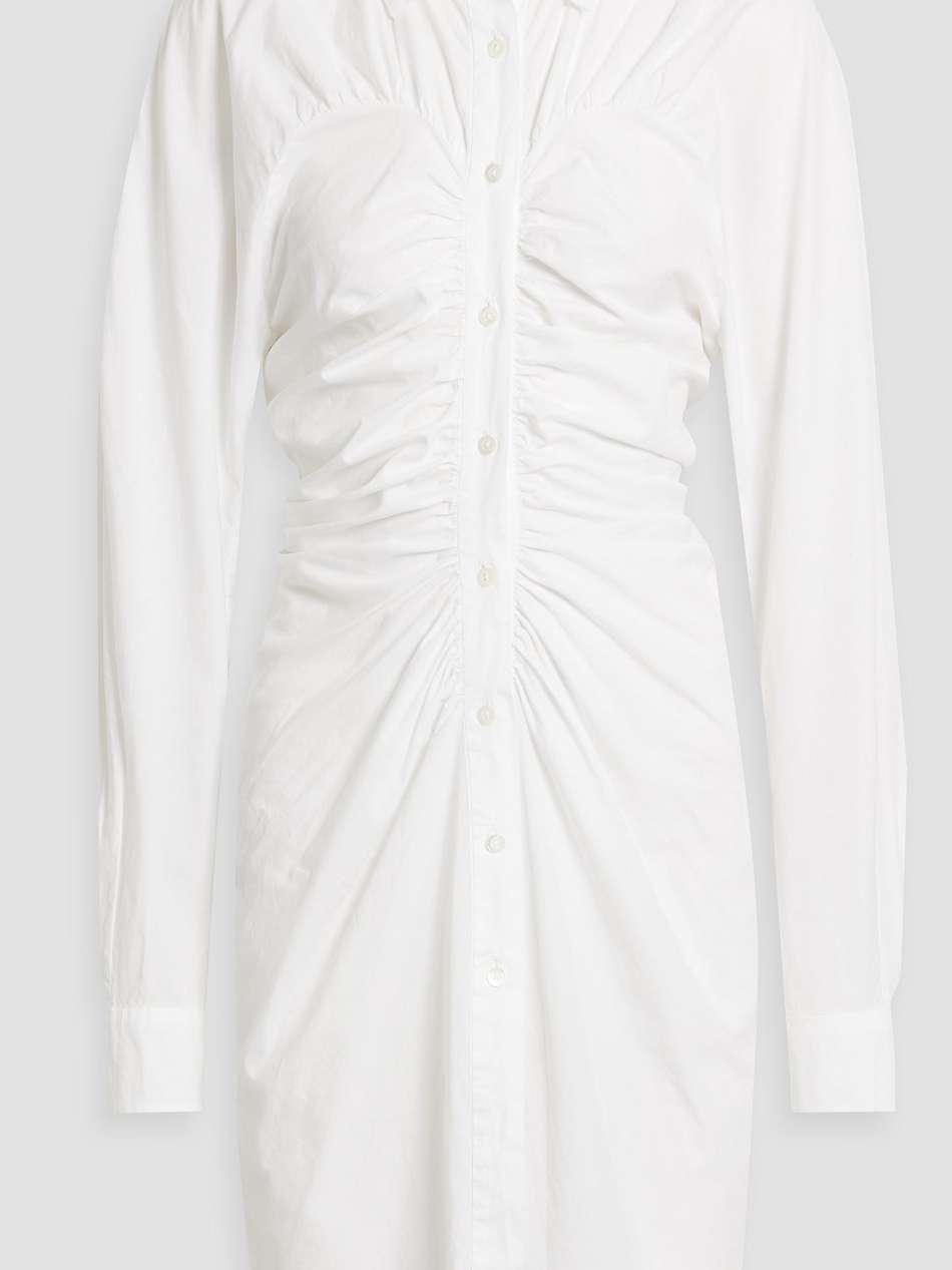 ruched cotton-poplin mini shirt dress