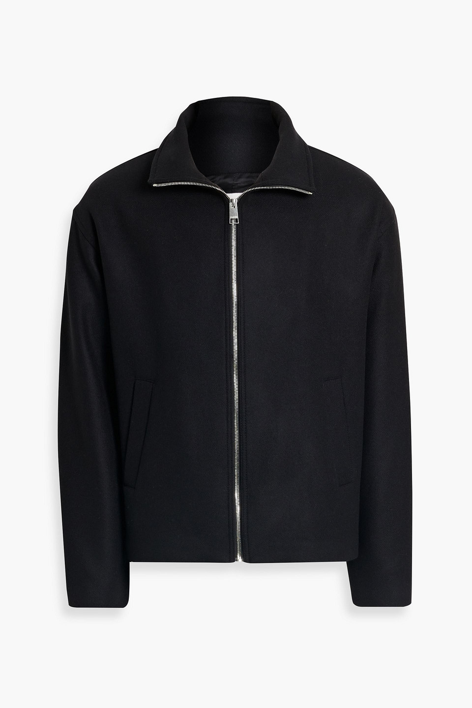 Frame Harrington Virgin Wool Blend Jacket In Black