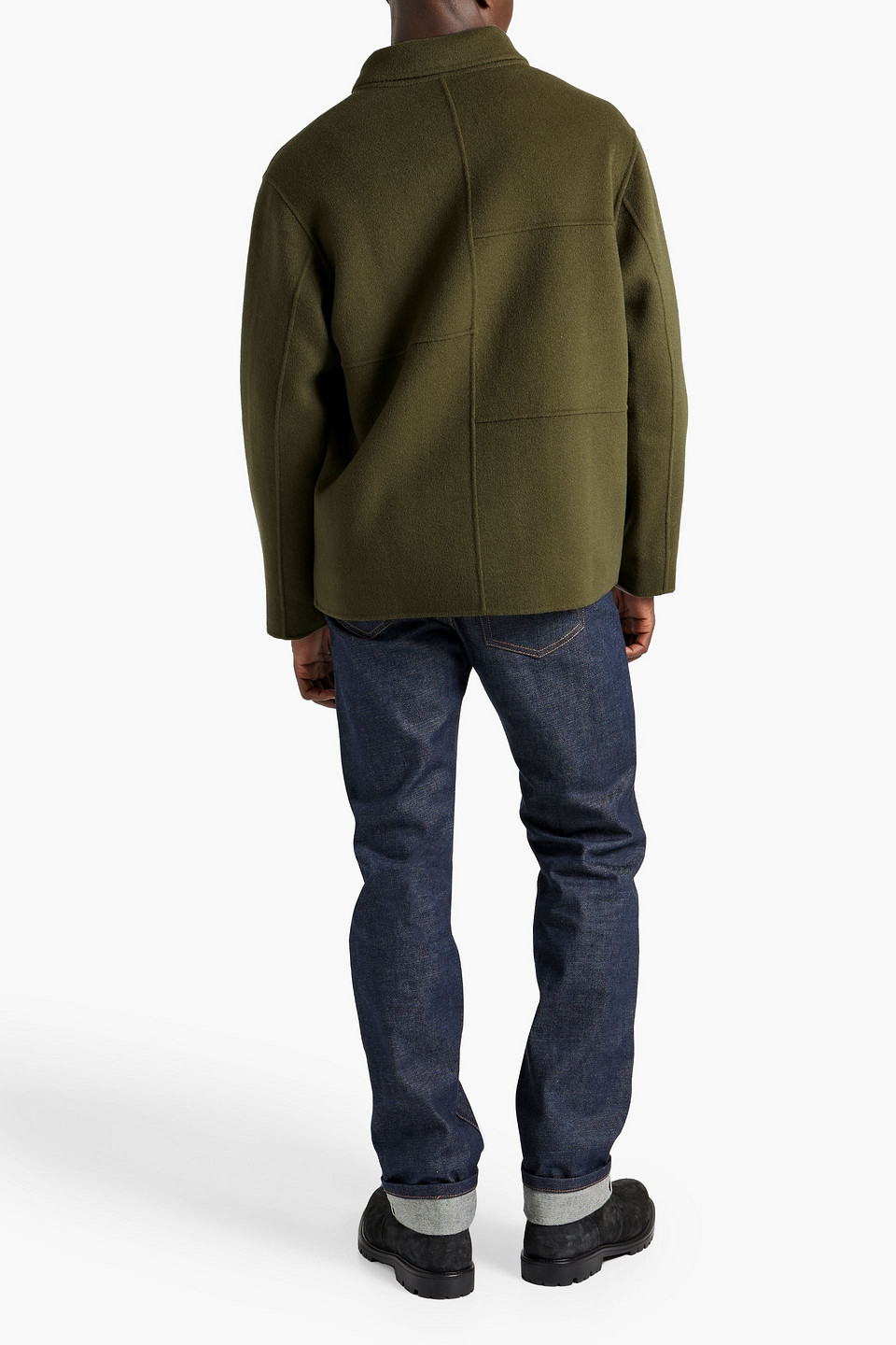 Shop Frame Cash Wool-felt Jacket In Army Green