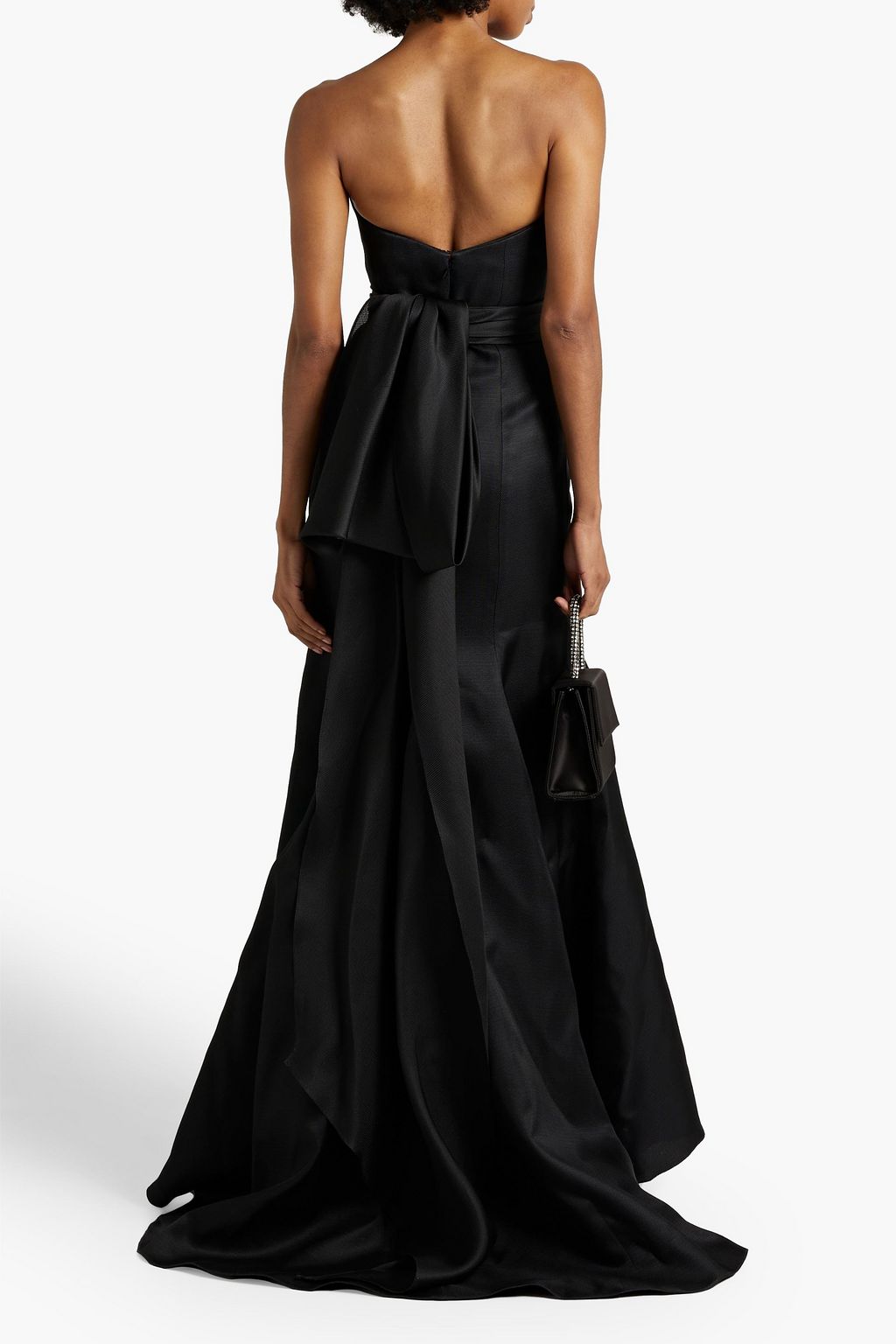 CAROLINA HERRERA シルク ロングドレス ストラップレス リボン付き