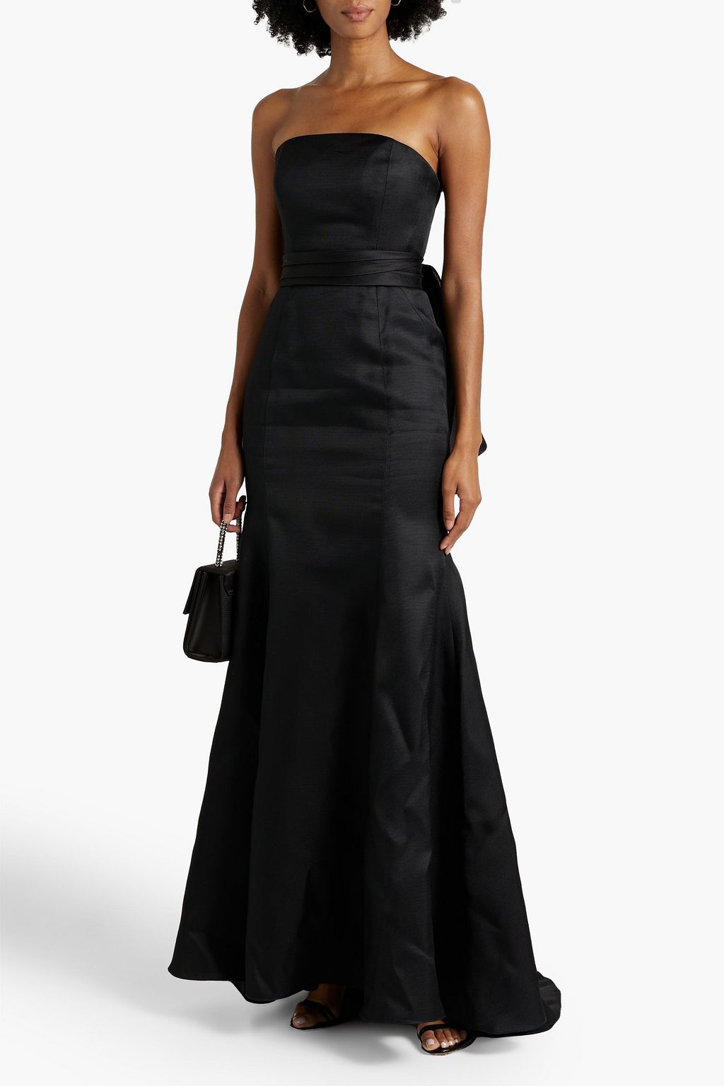 CAROLINA HERRERA シルク ロングドレス ストラップレス リボン付き