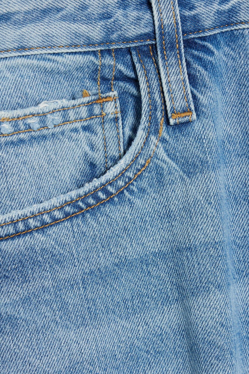 Frame Distressed Denim Jeans In Mid Denim