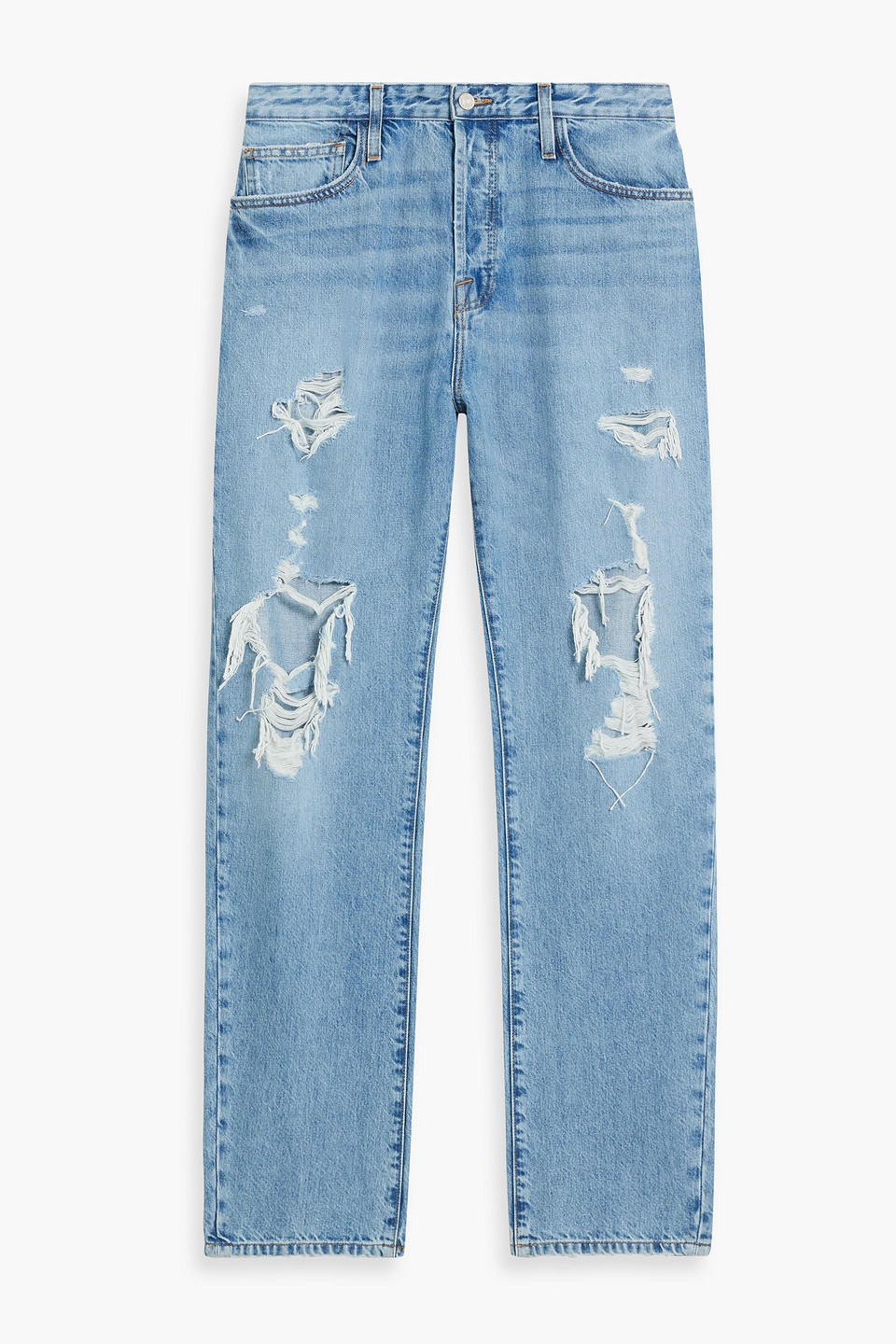 Frame Distressed Denim Jeans In Mid Denim
