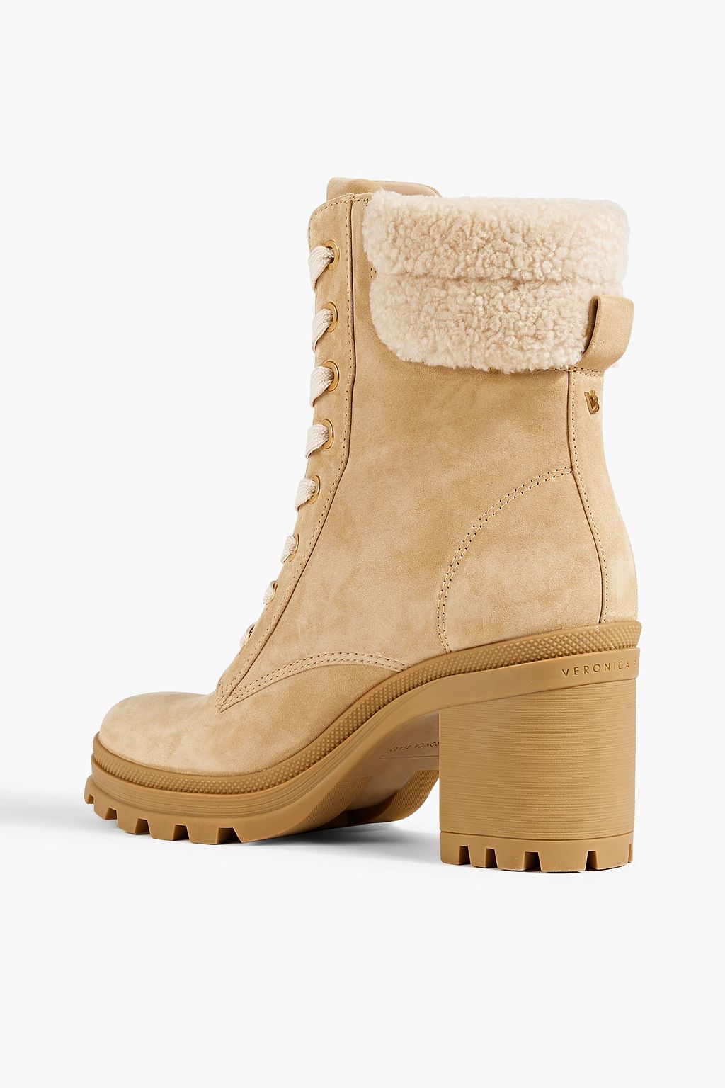 VERONICA BEARD Westport lace-up shearling-trimmed suede ankle boots