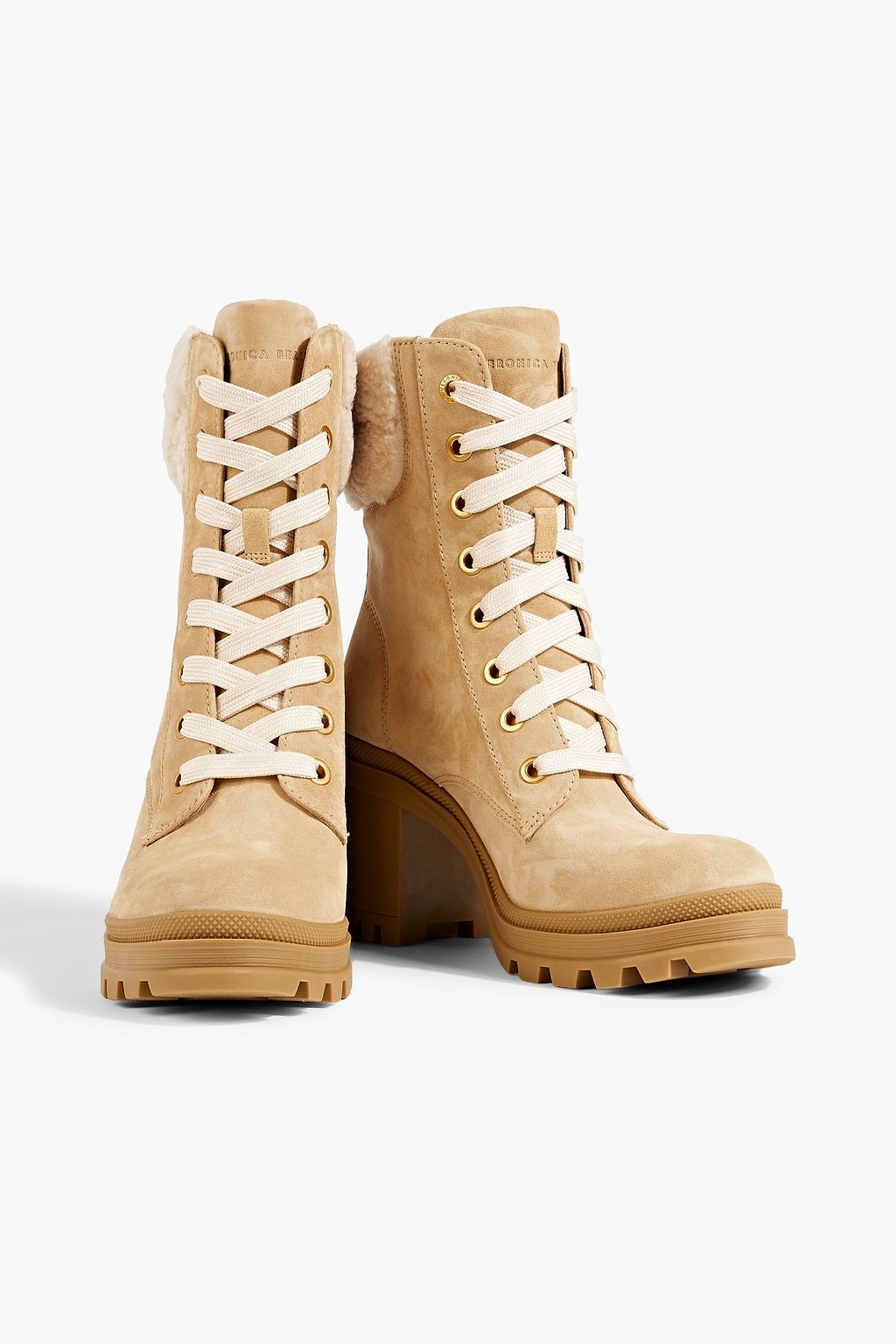 VERONICA BEARD Westport lace-up shearling-trimmed suede ankle boots