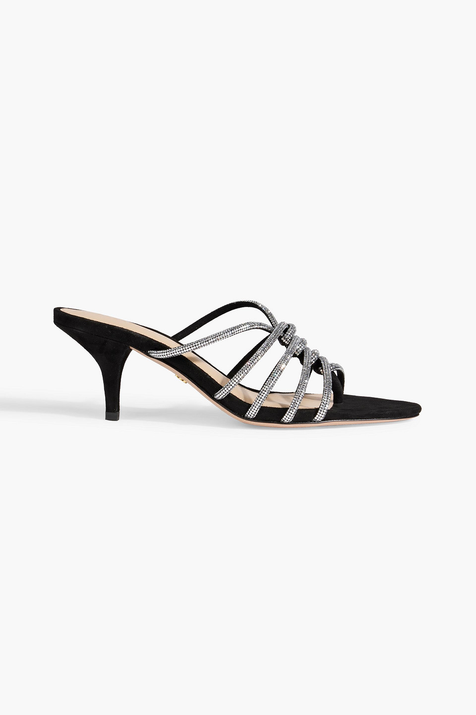 Shop Veronica Beard Gaffney Crystal-embellished Suede Mules In Black