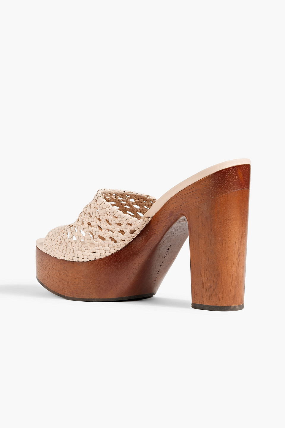 Shop Veronica Beard Guadalupe Woven Leather Platform Mules In Blush