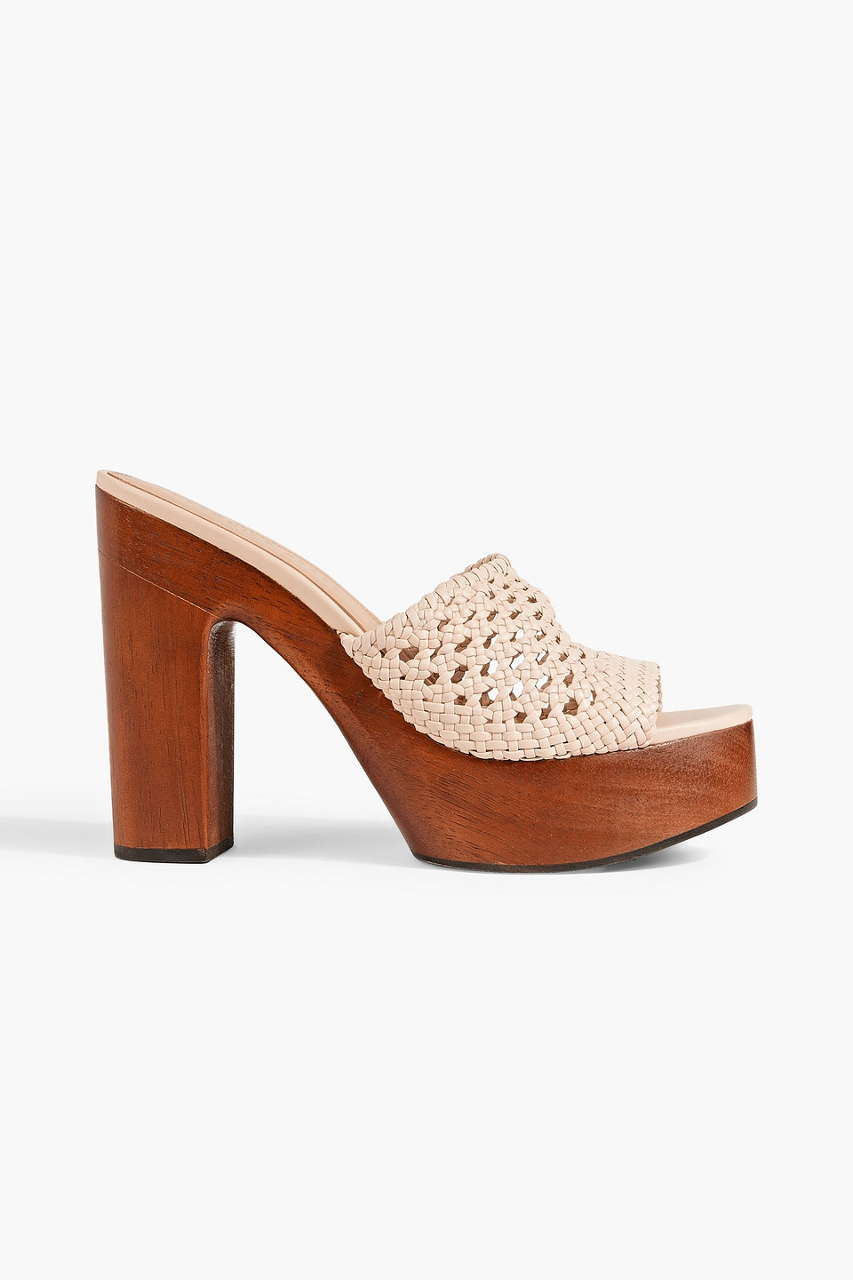 Shop Veronica Beard Guadalupe Woven Leather Platform Mules In Blush