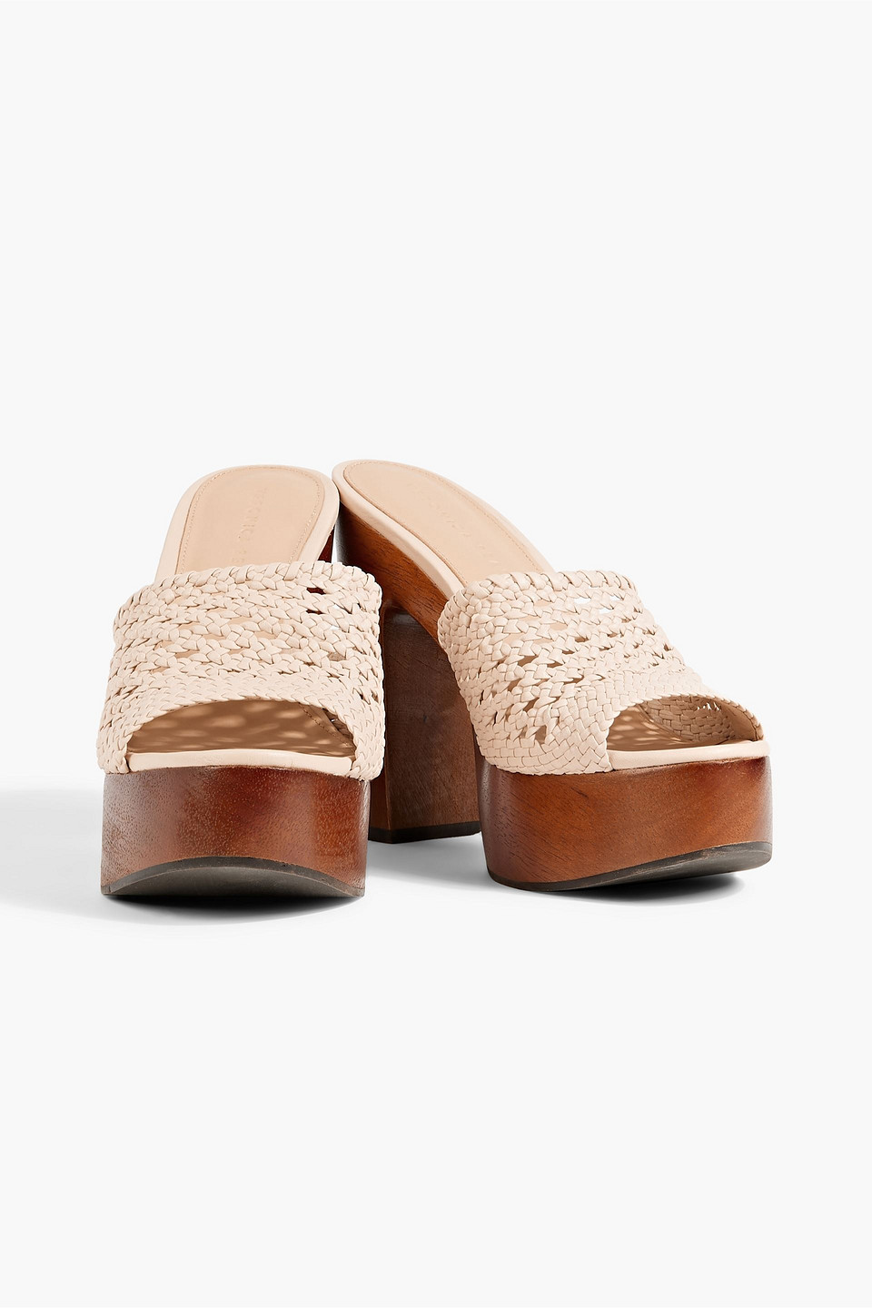 Shop Veronica Beard Guadalupe Woven Leather Platform Mules In Blush