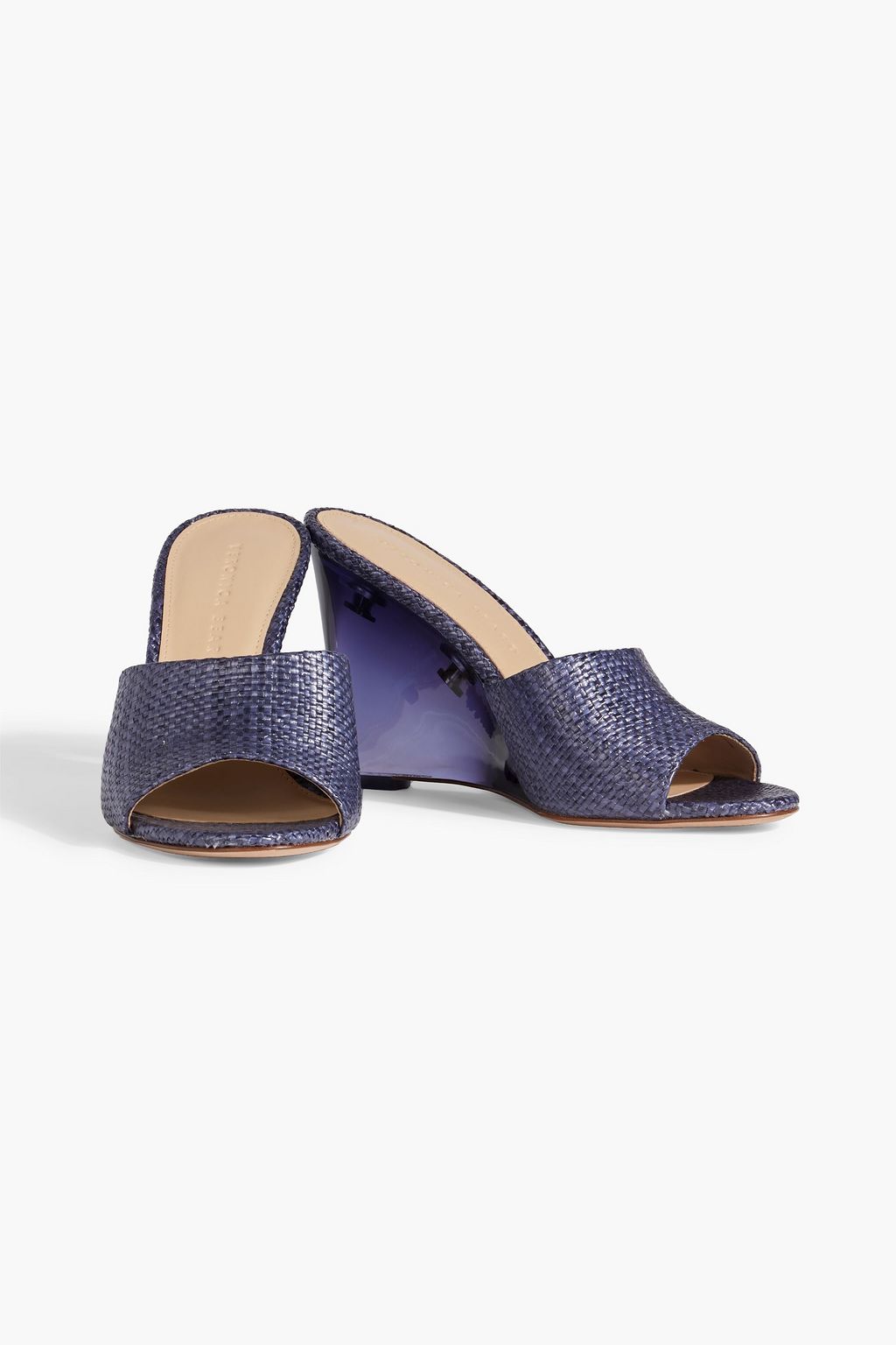 VERONICA BEARD Dali faux raffia wedge mules