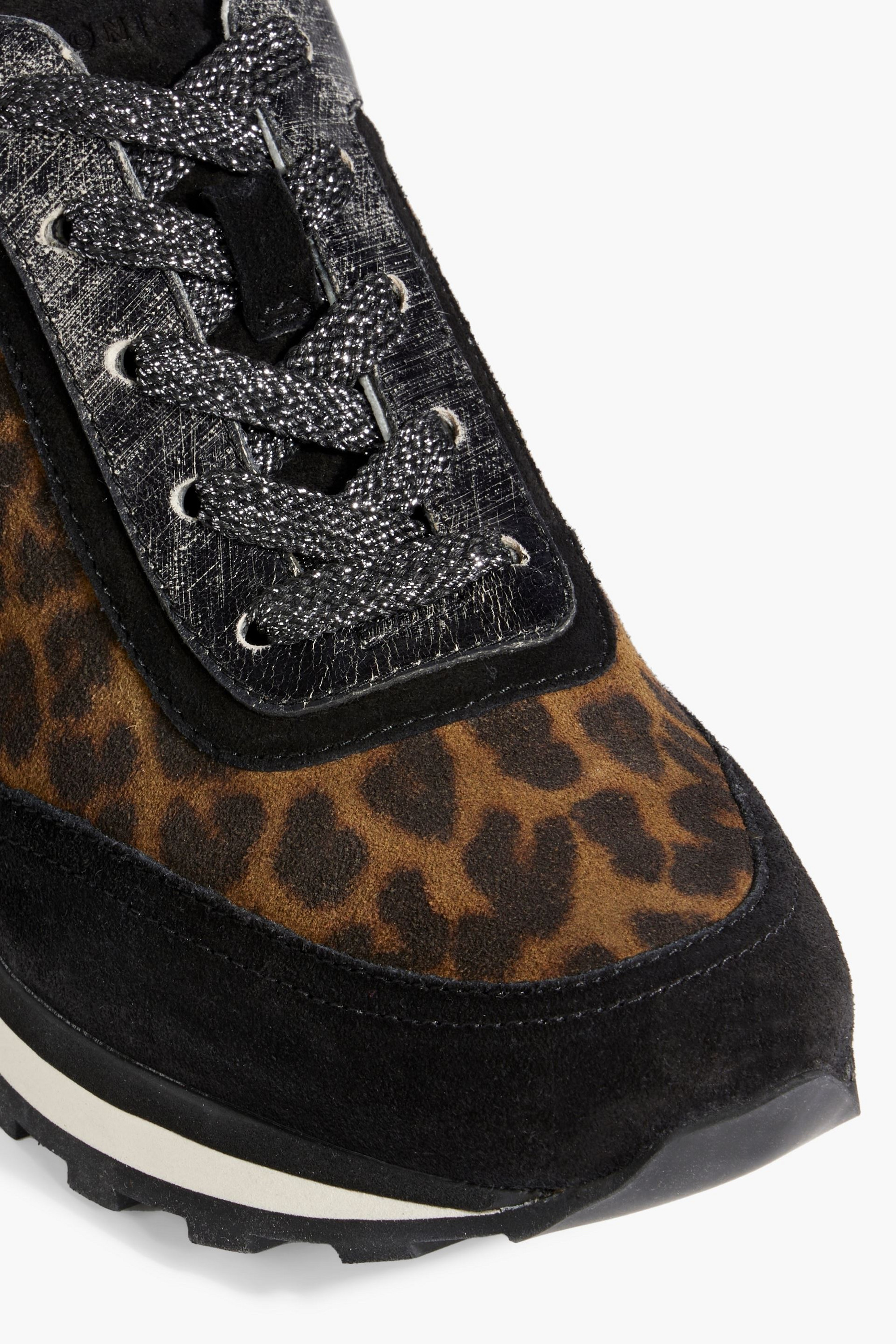 Veronica Beard Hartley leopard-print suede and textured-leather sneakers