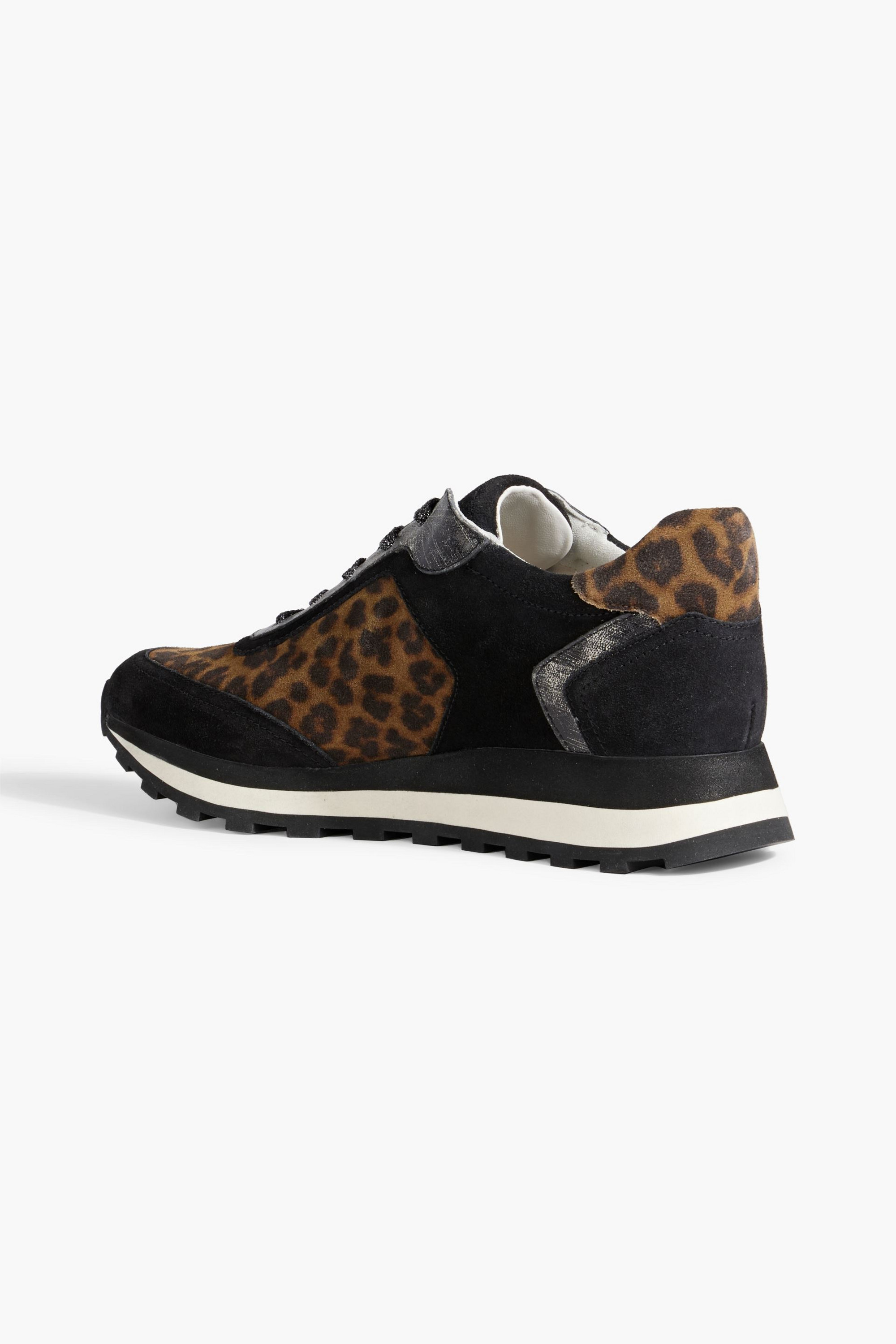 Veronica Beard Hartley leopard-print suede and textured-leather sneakers