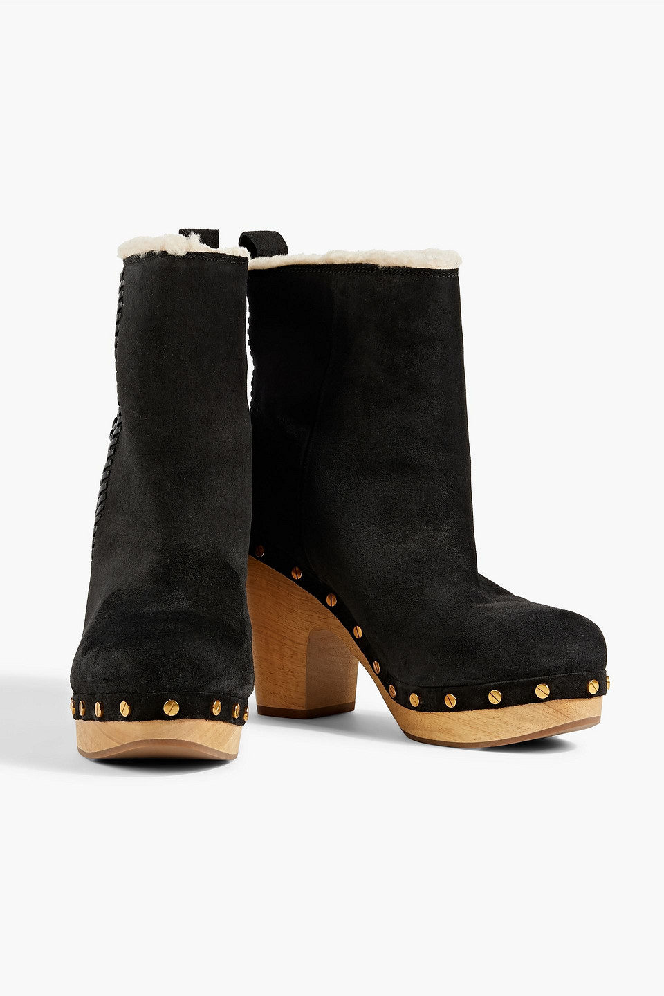 Shop Veronica Beard Daxi Shearling Ankle Boots In Black