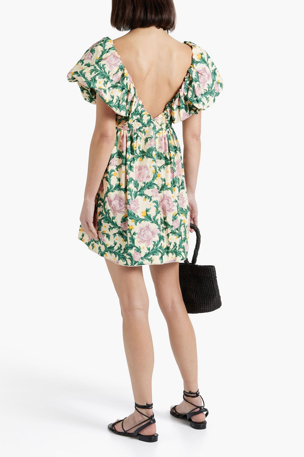 AGUA BY AGUA BENDITA Horizante Peonia Aurora floral-print cotton-poplin mini dress
