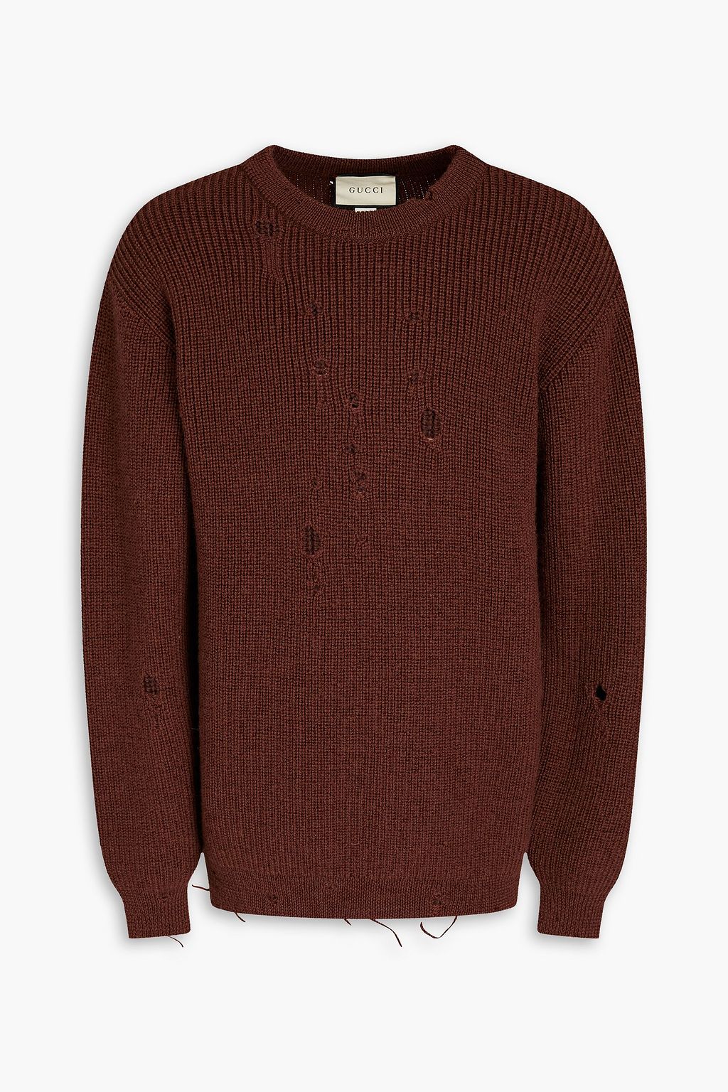 GUCCI Distressed wool sweater THE OUTNET