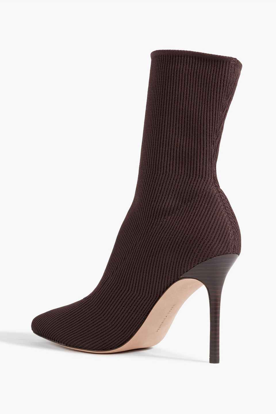 Shop Veronica Beard Lisa Stretch-knit Sock Boots In Chocolate