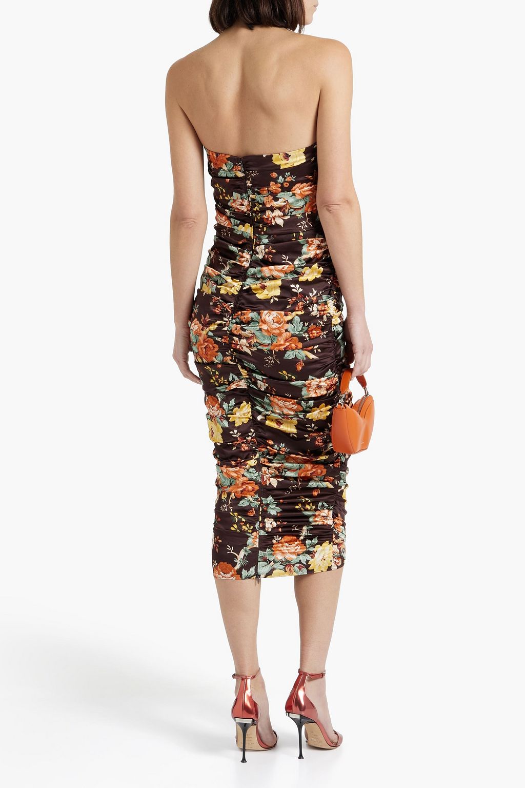 VERONICA BEARD Kupa strapless floral-print stretch-silk satin midi ...