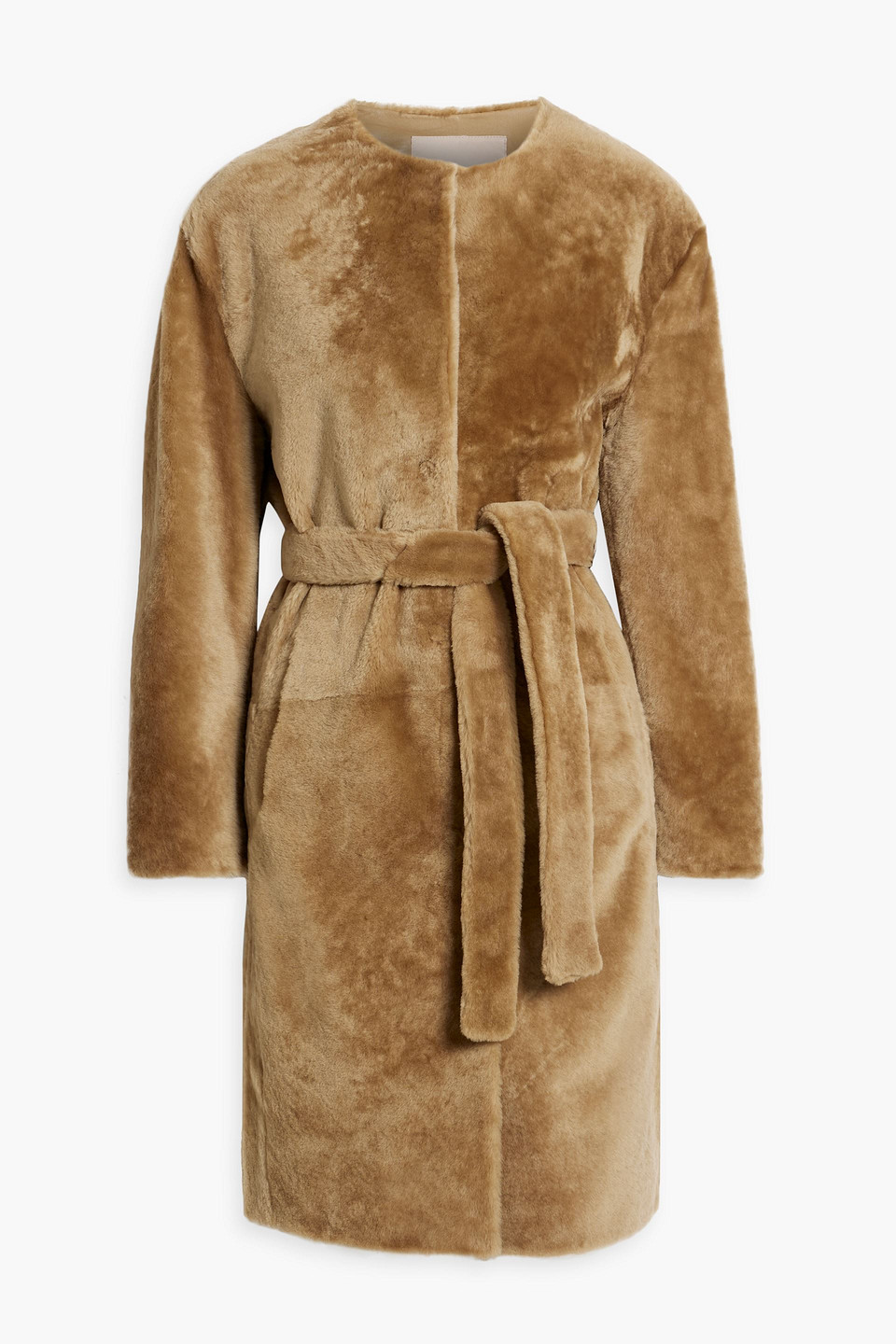 Karl Donoghue Shearling Coat In Camel