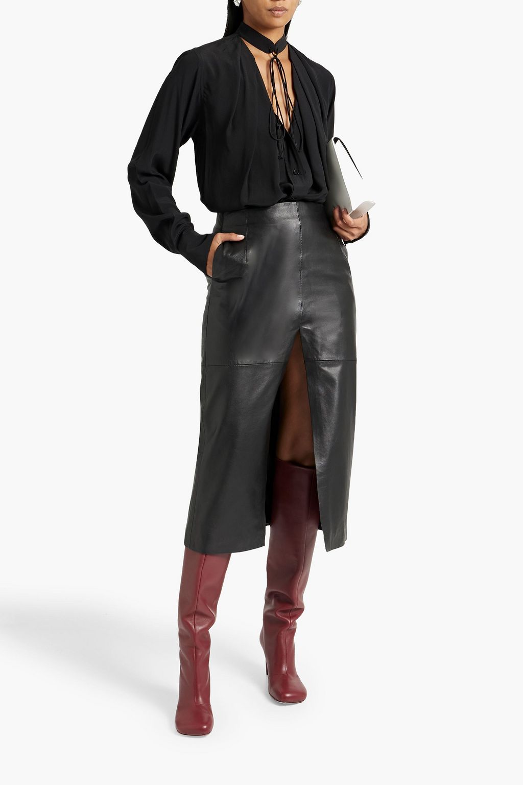 VICTORIA BECKHAM Cutout tasseled silk crepe de chine blouse