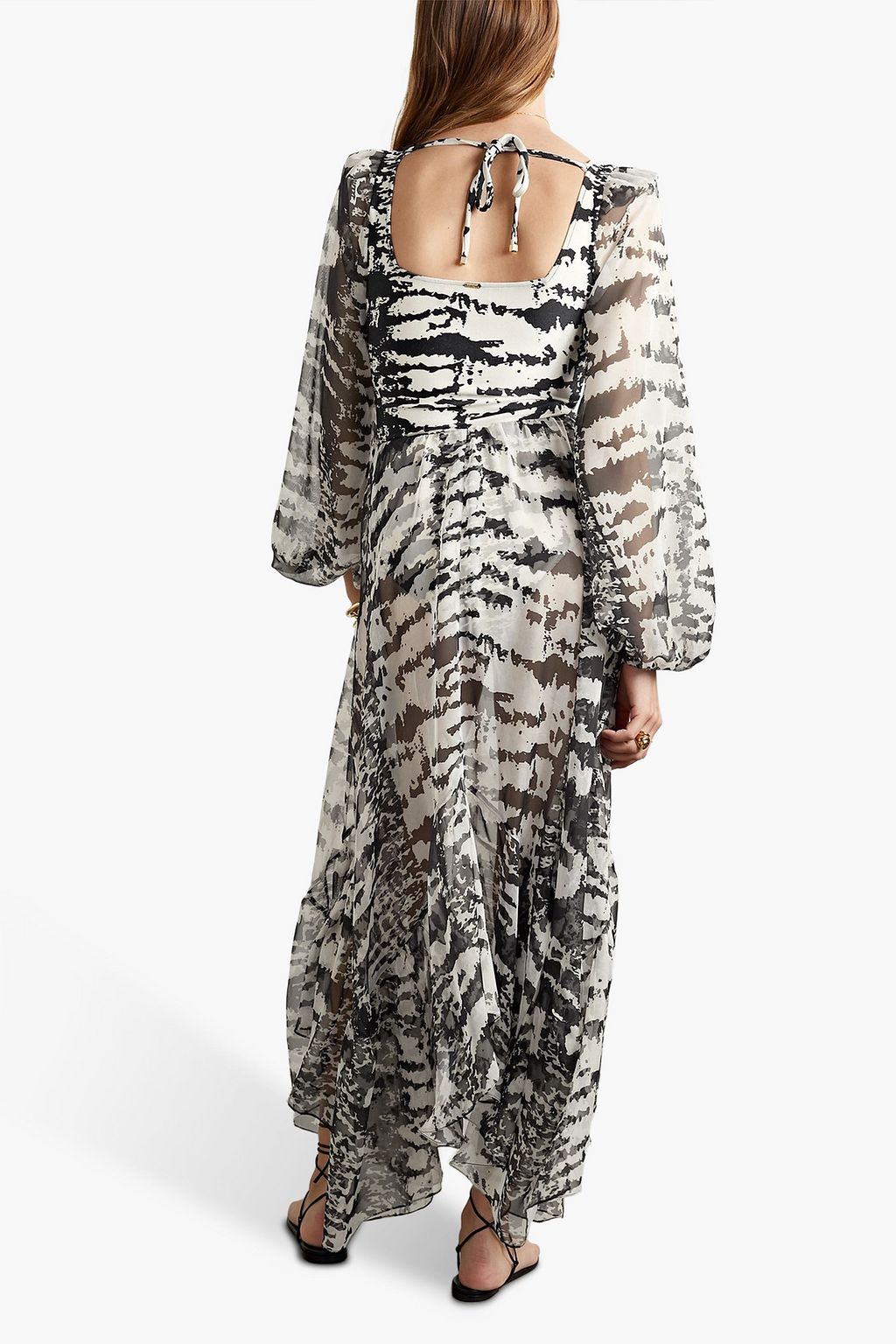 PATBO + Alessandra Ambrosio cutout printed stretch-jersey and chiffon maxi dress