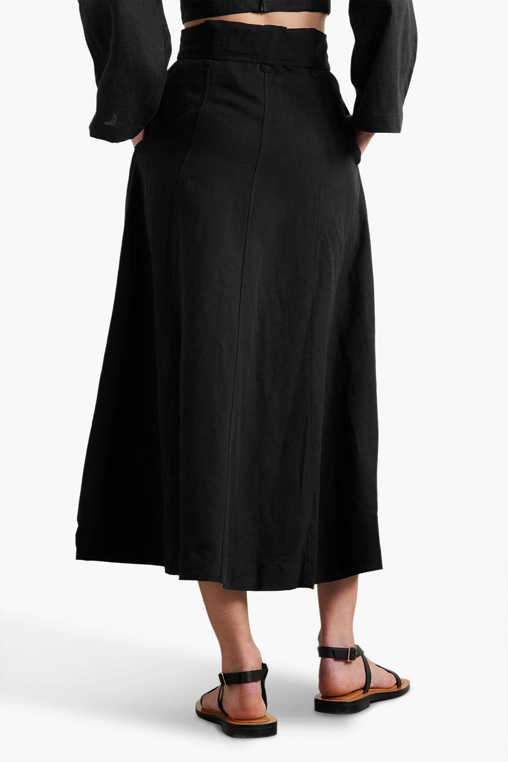 MARA HOFFMAN Anna belted TENCEL™ Lyocell and linen-blend midi skirt