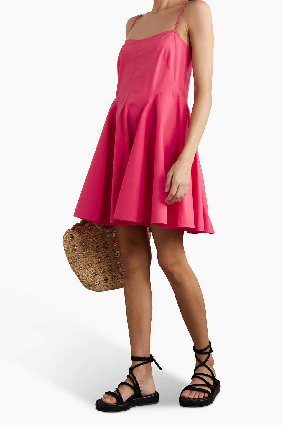 Three Graces London Alma Cotton Mini Dress In Fuchsia
