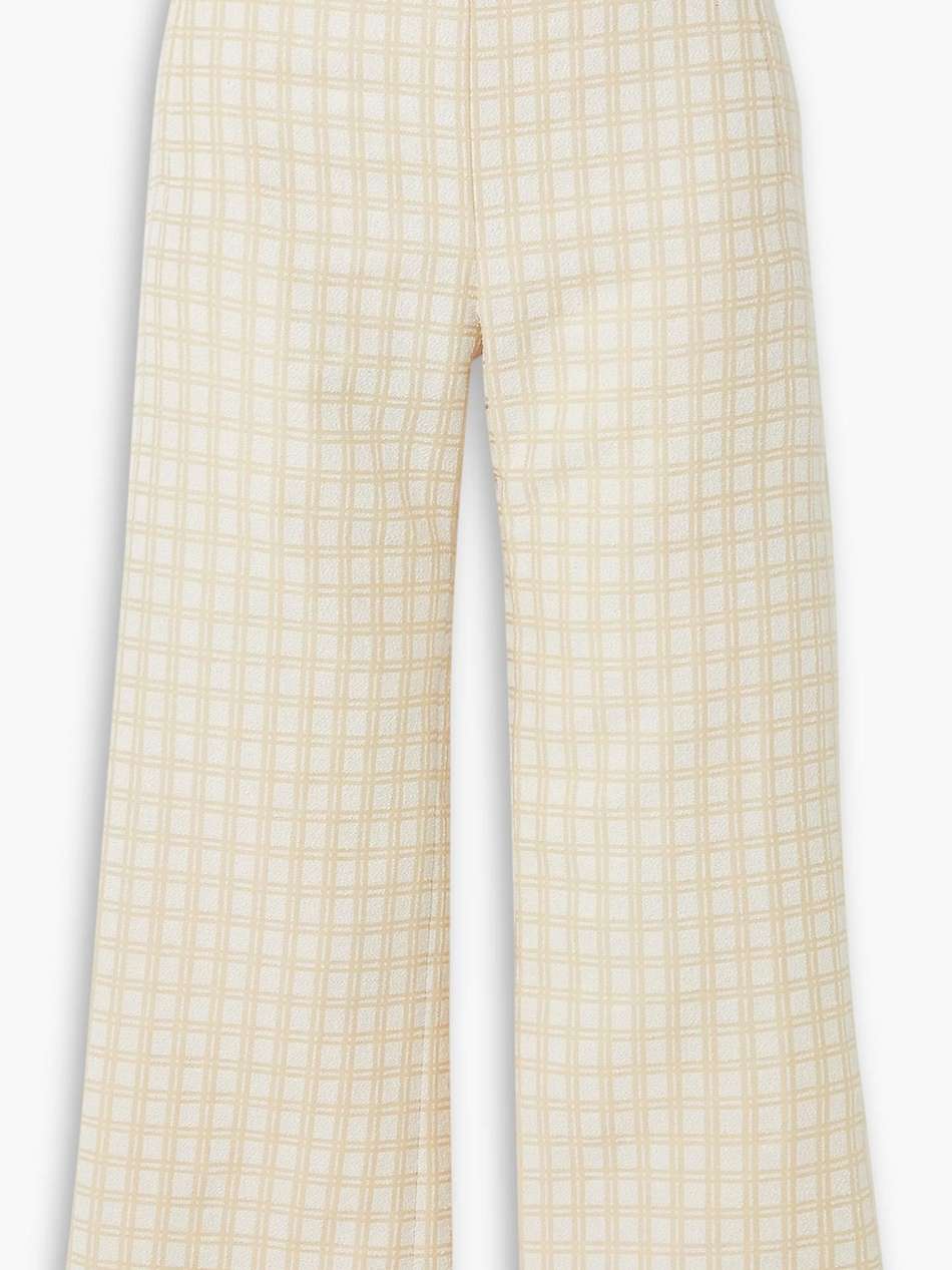 cropped checked cotton-blend bouclé-jacquard straight-leg pants