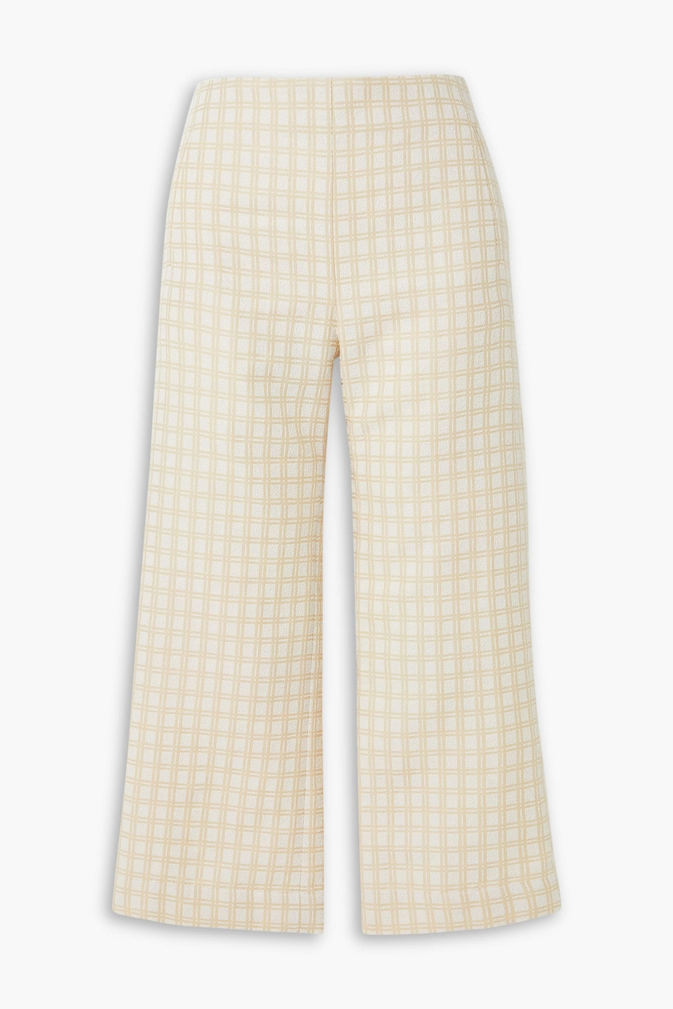 Lisa Marie Fernandez Cropped Checked Cotton-blend Bouclé-jacquard Straight-leg Trousers In Yellow