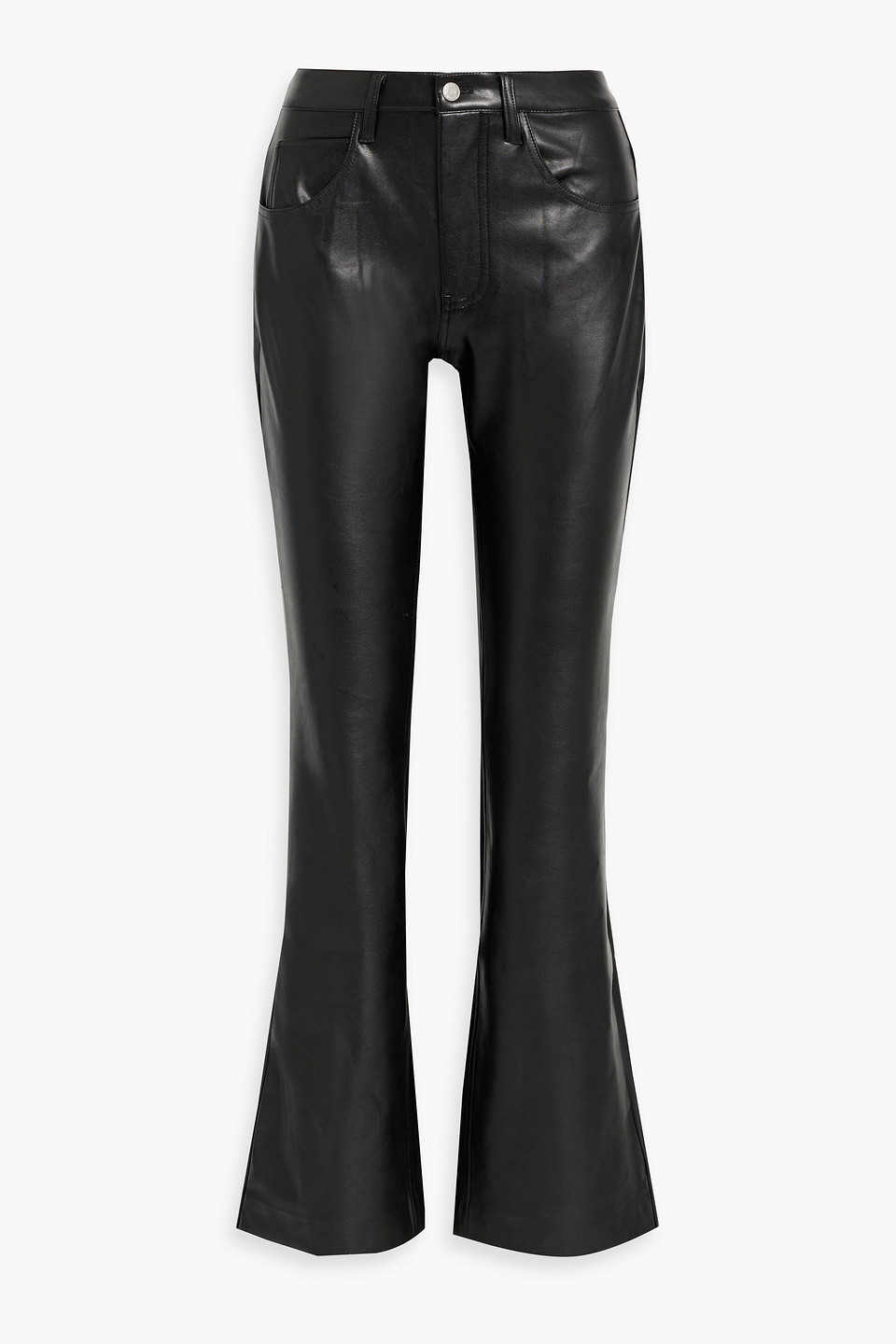 Shop A.l.c Freddie Faux Leather Flared Pants In Black