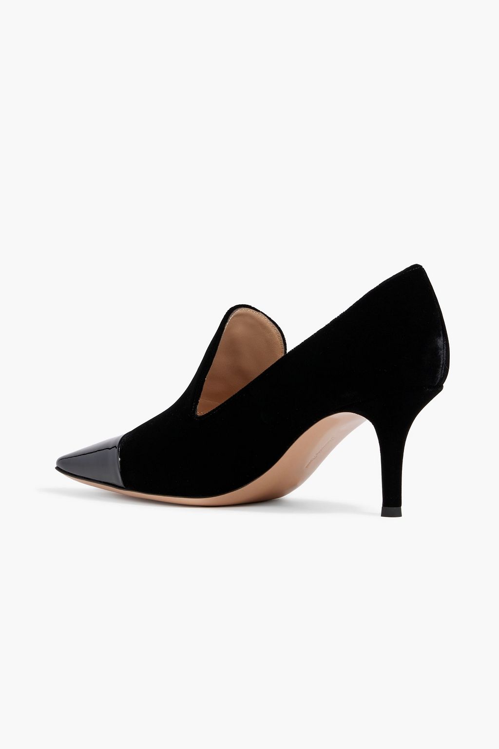 GIANVITO ROSSI Noemi patent leather-trimmed velvet pumps