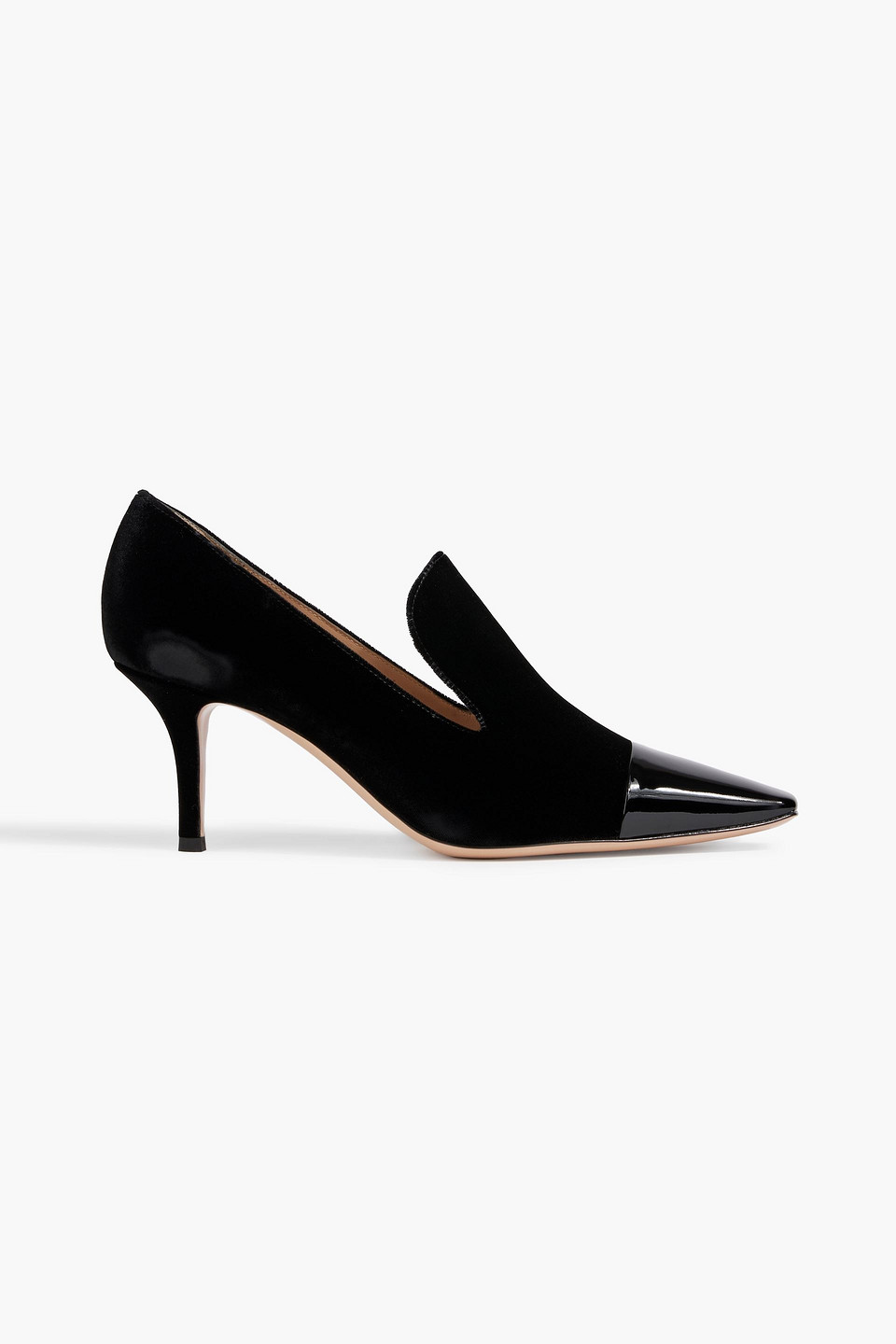 Gianvito Rossi Noemi Pumps Aus Samt Mit Lacklederbesatz In Black