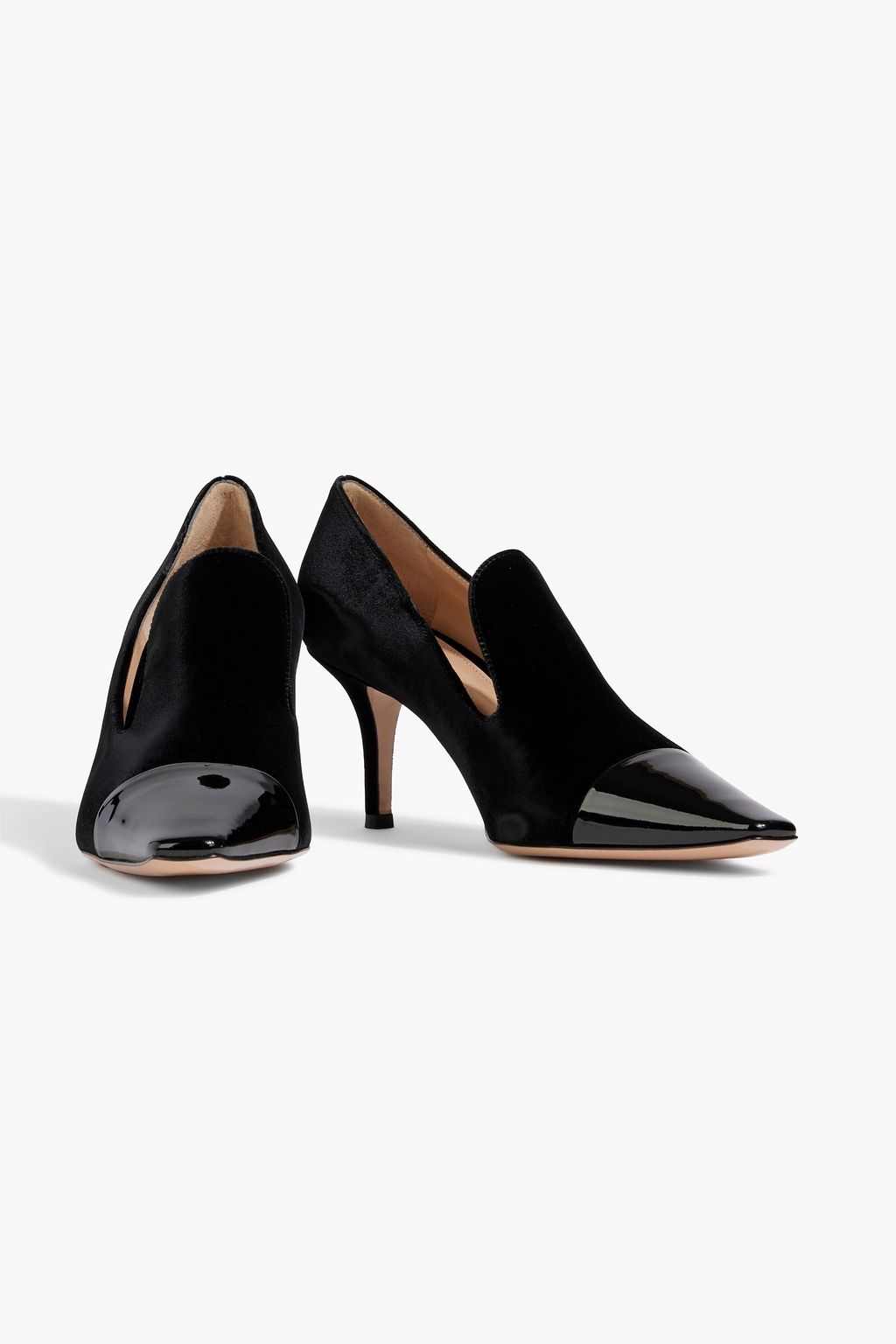 GIANVITO ROSSI Noemi patent leather-trimmed velvet pumps