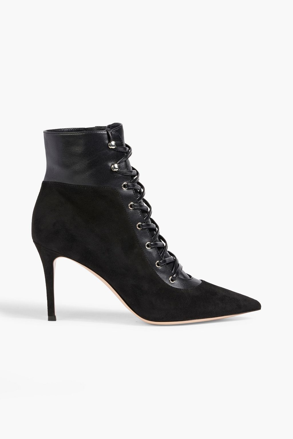 GIANVITO ROSSI Lace up leather and suede ankle boots THE OUTNET