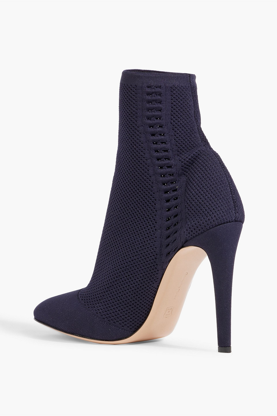 Shop Gianvito Rossi Vires 105 Stretch-knit Sock Boots In Midnight Blue