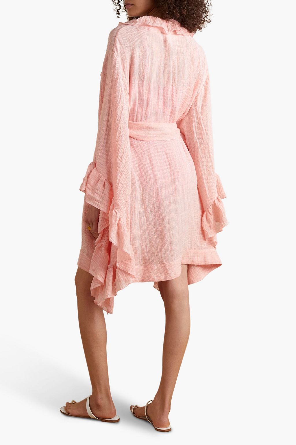 LISA MARIE FERNANDEZ Anita ruffled linen-blend gauze robe