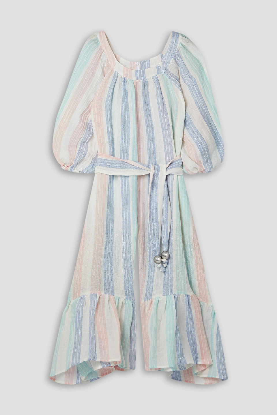 Lisa Marie Fernandez Laure Cropped Striped Linen-blend Gauze Jumpsuit In Multicolor