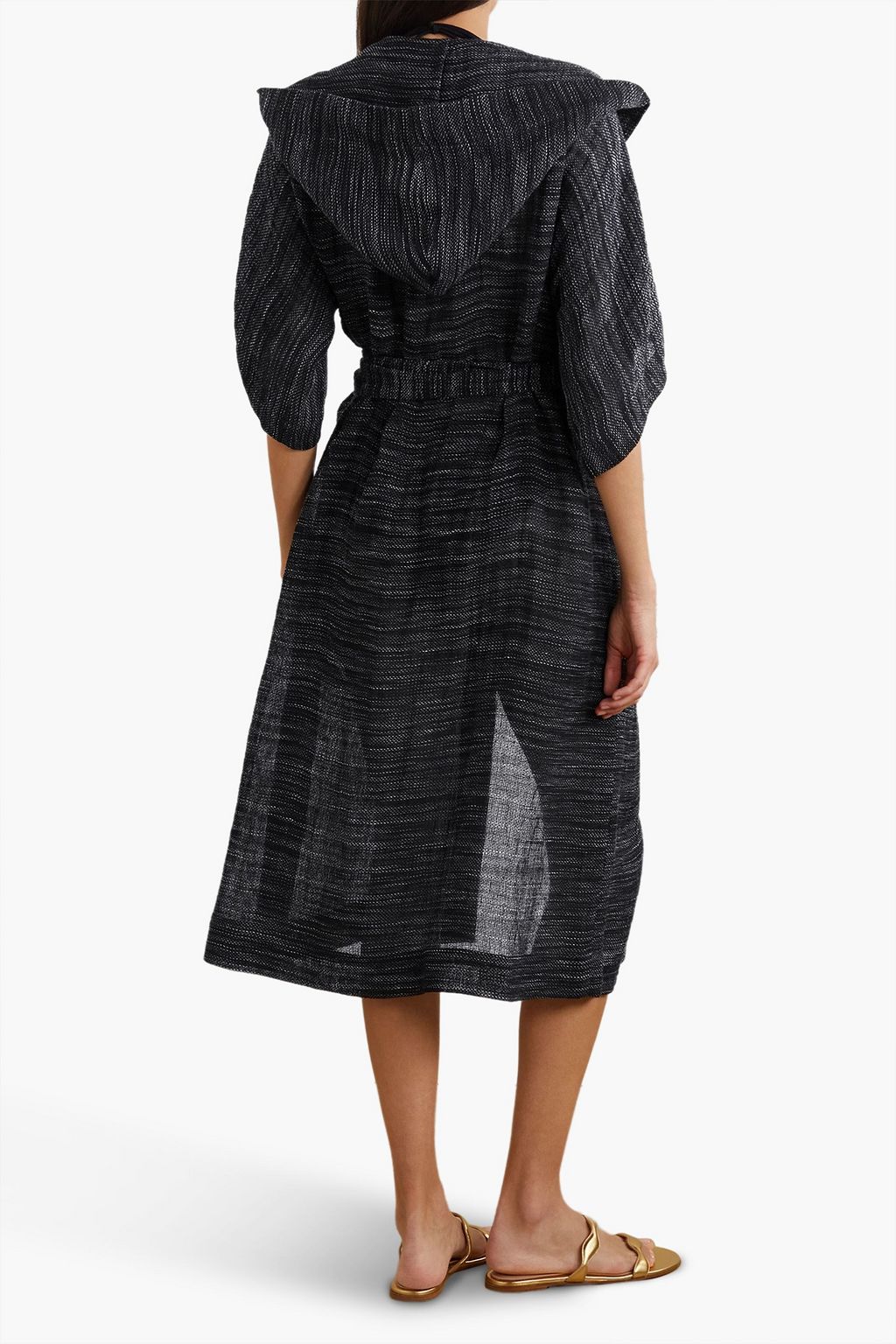 LISA MARIE FERNANDEZ Belted linen-gauze hooded robe